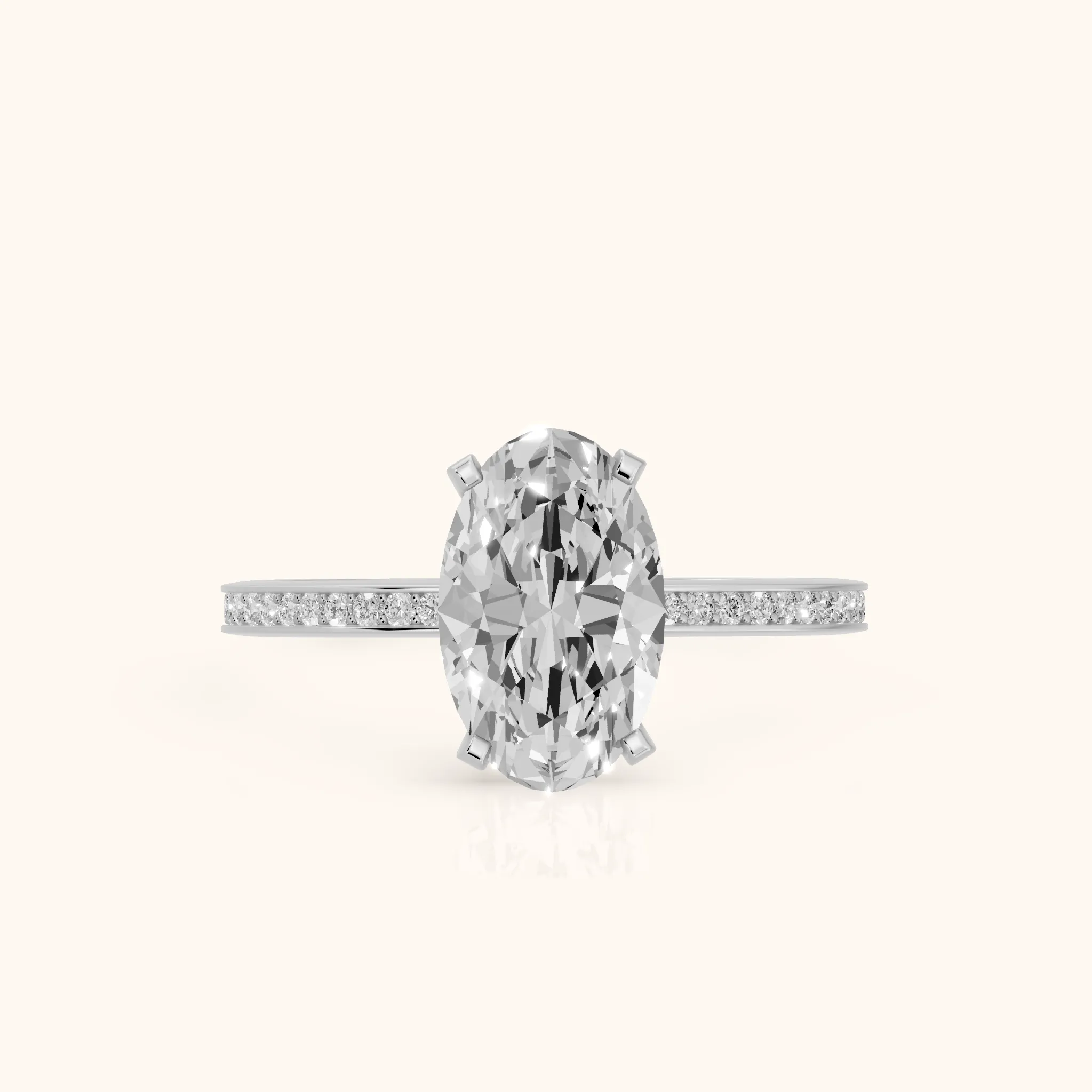 Naia Hidden Halo Oval Diamond Ring in White Gold — view 1