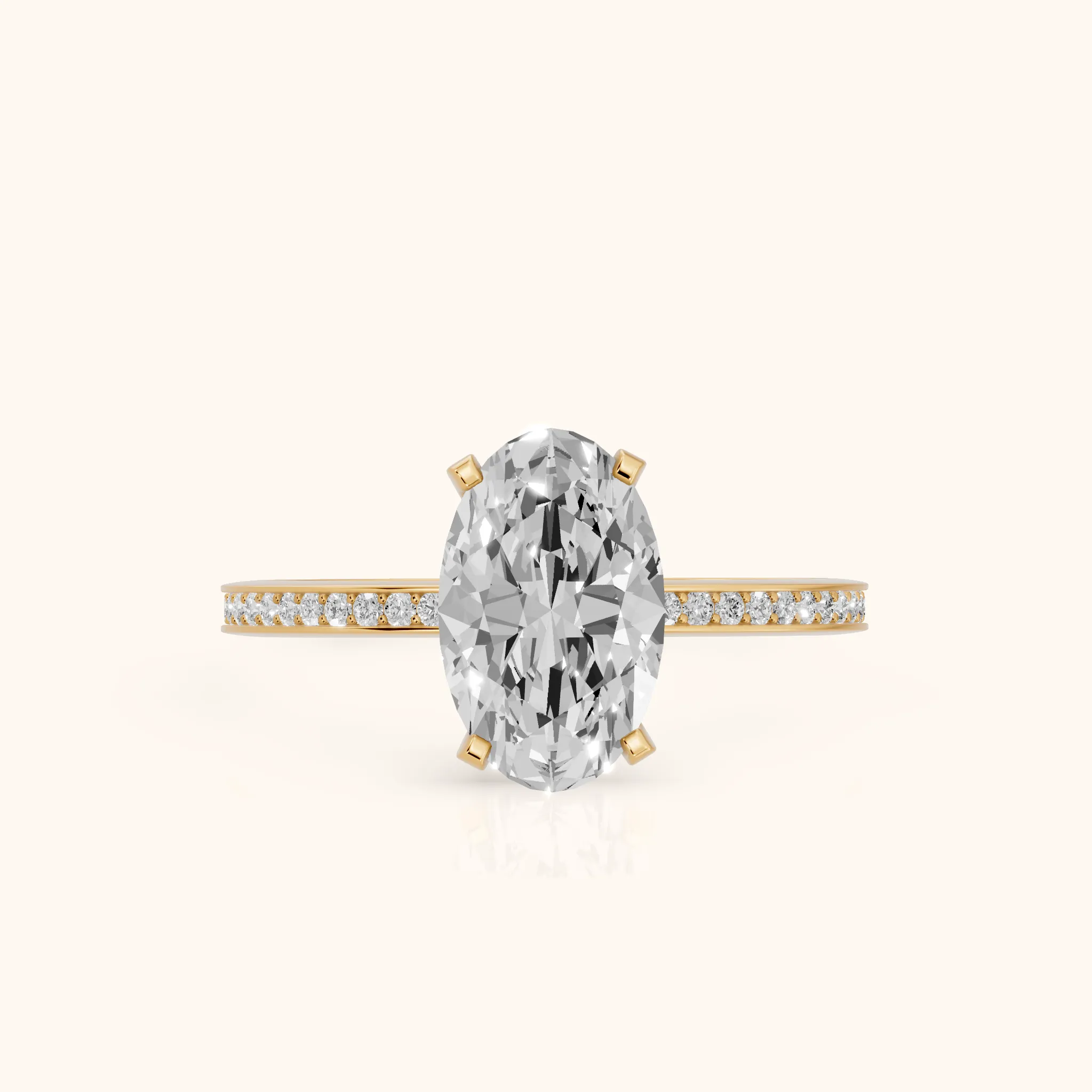 Naia Hidden Halo Oval Diamond Engagement Ring in Yellow Gold — view 1