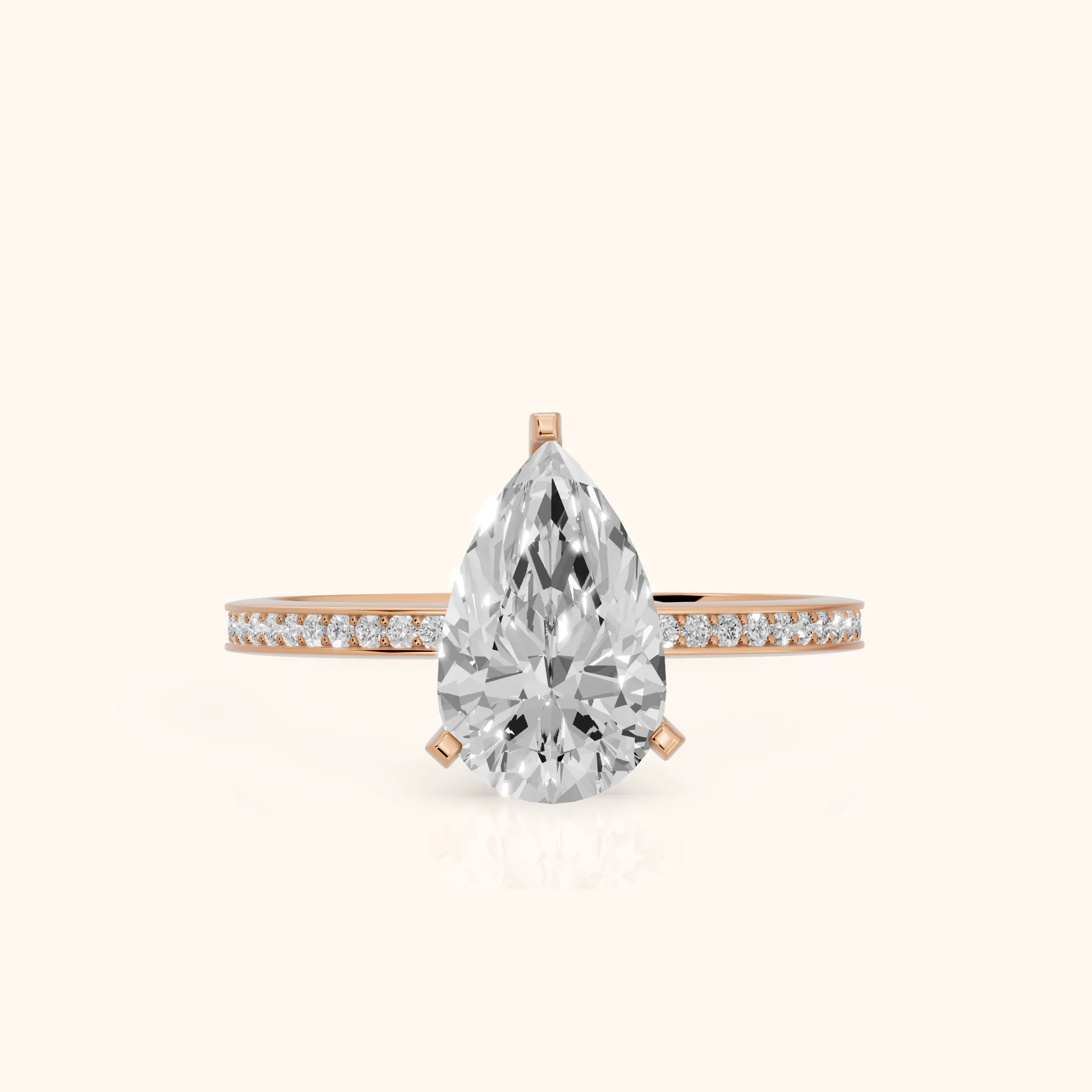 Naia Hidden Halo Pear Diamond Engagement Ring in Rose Gold — view 1