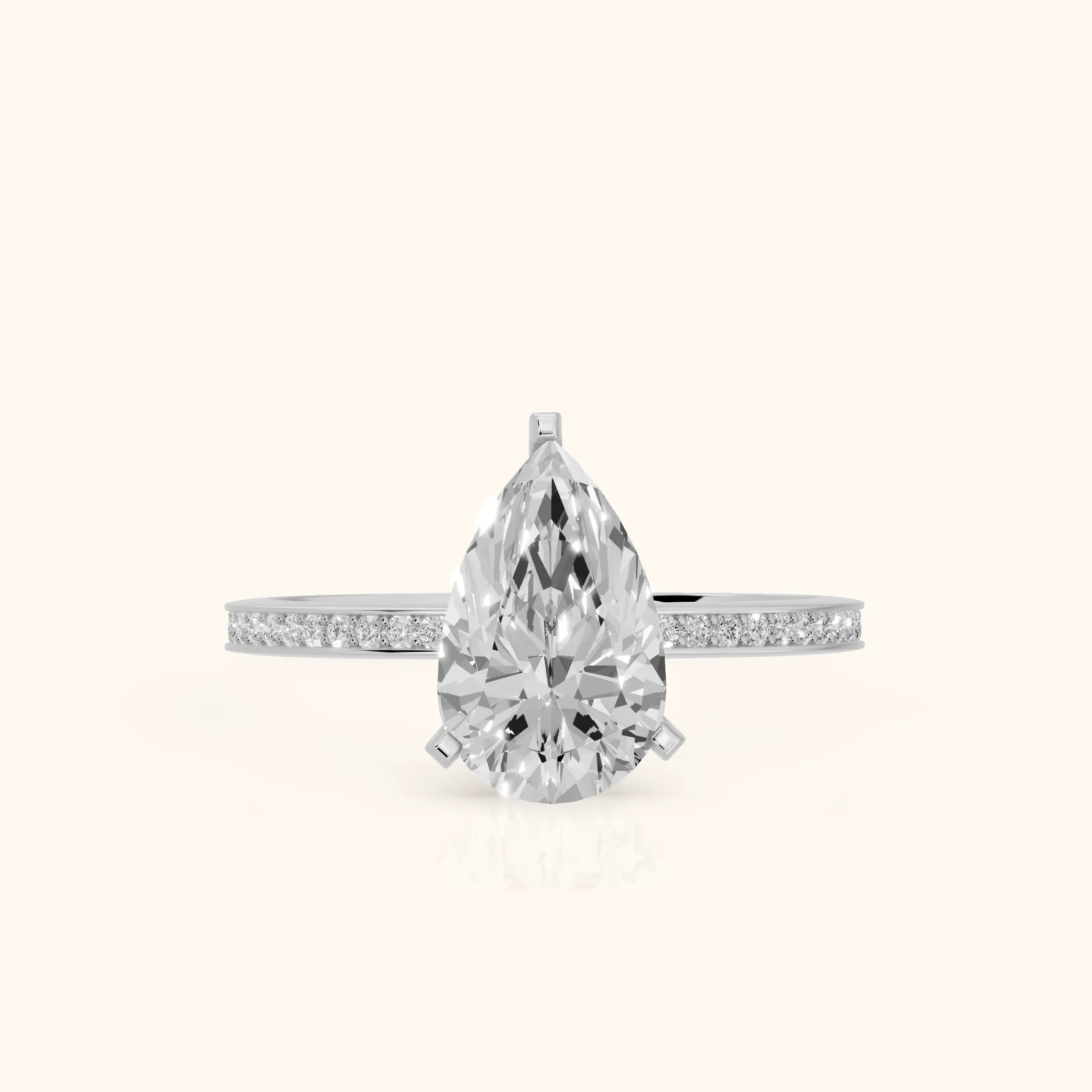 Naia Hidden Halo Pear Diamond Engagement Ring in Silver — view 1