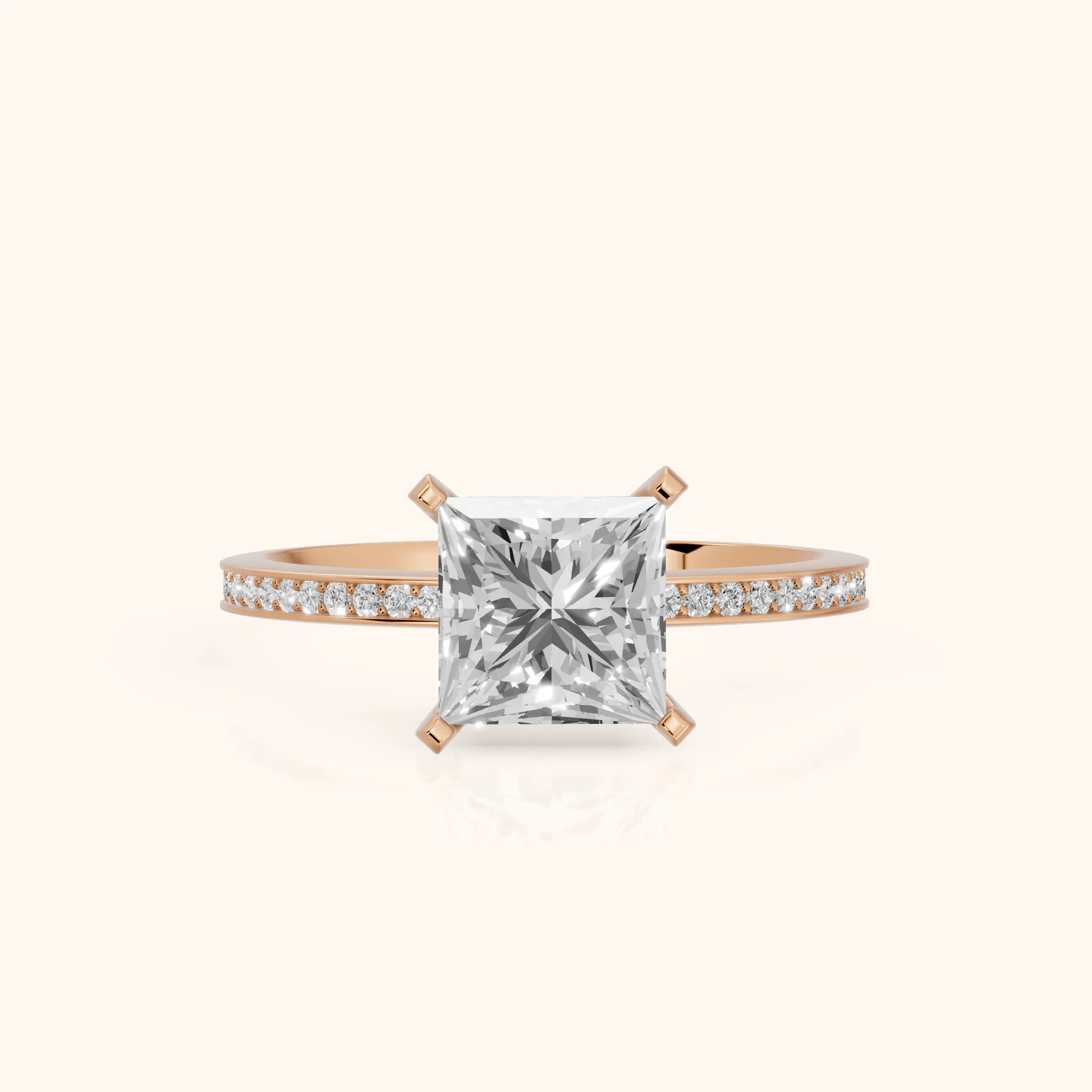Naia Hidden Halo Princess Diamond Engagement Ring in Rose Gold — view 1