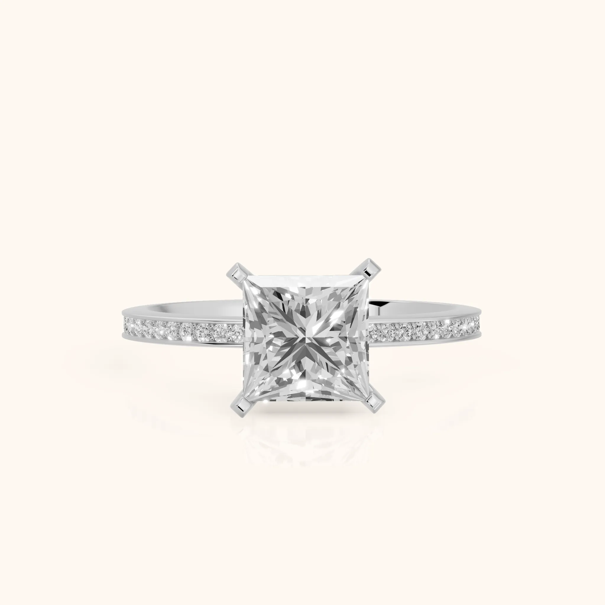 Naia Hidden Halo Princess Diamond Engagement Ring in Silver — view 1