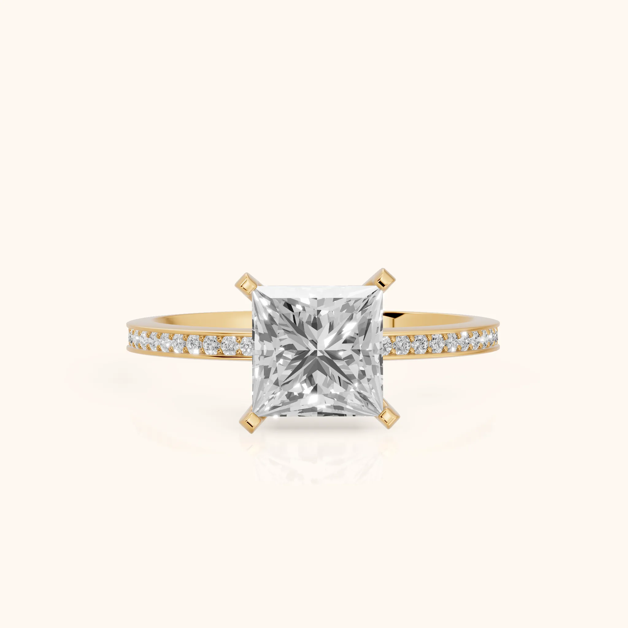 Naia Hidden Halo Princess Diamond Engagement Ring in Yellow Gold — view 1
