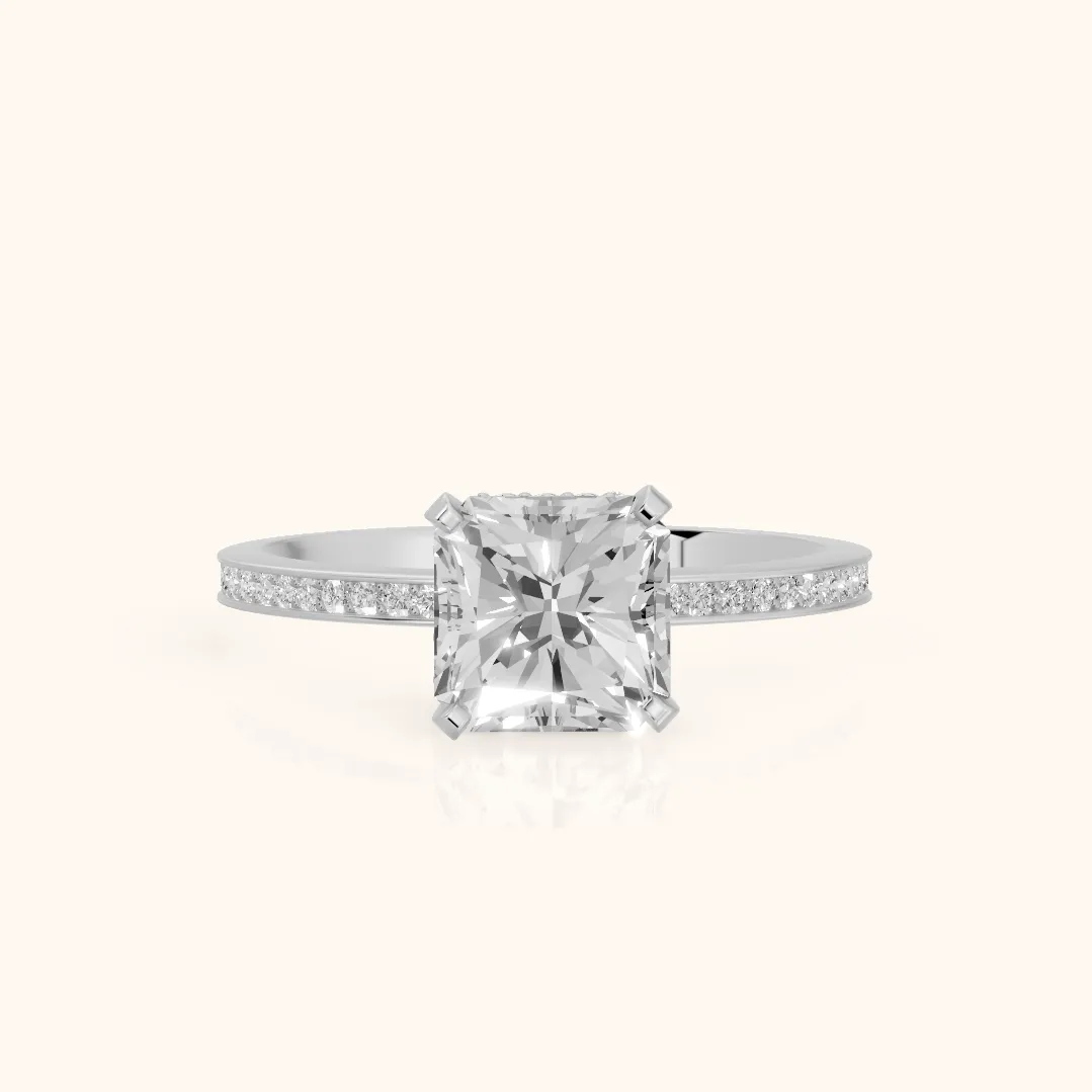 Naia Hidden Halo Radiant Diamond Engagement Ring in Silver — view 2