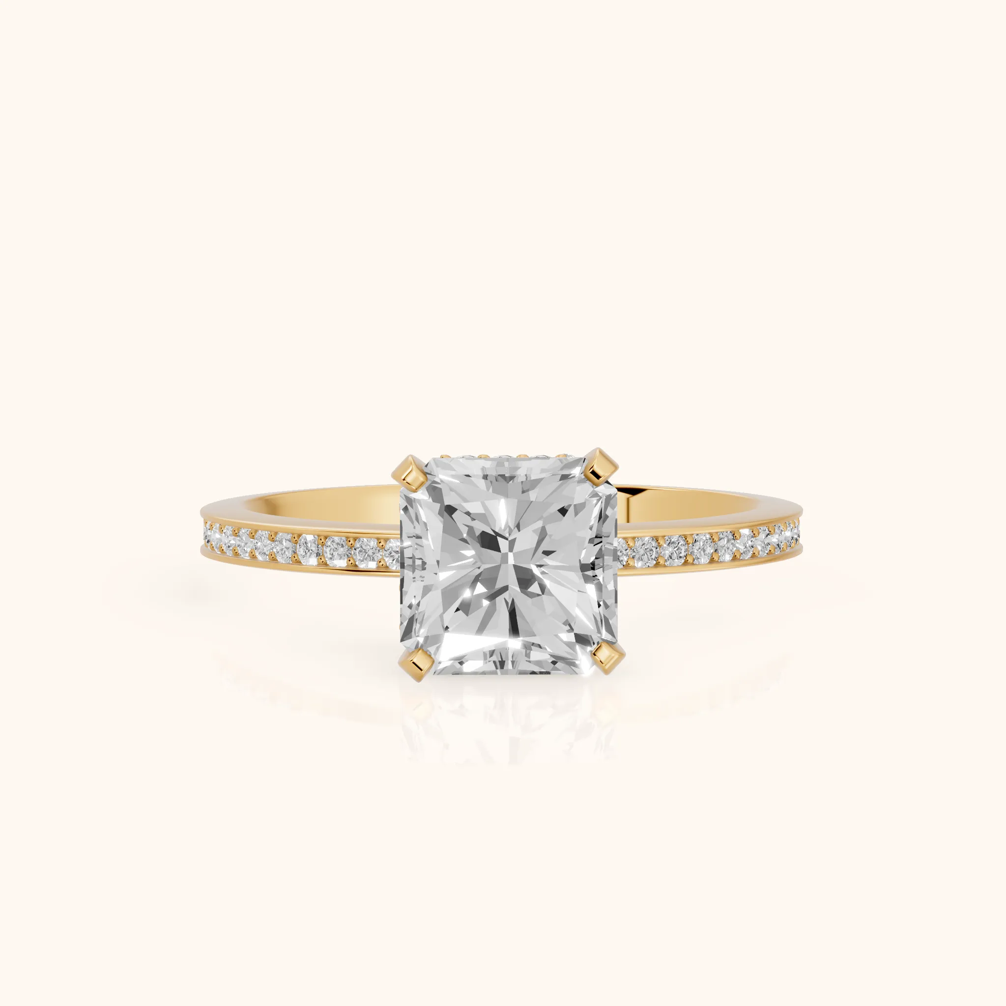 Naia Hidden Halo Radiant Diamond Engagement Ring in Yellow Gold — view 1