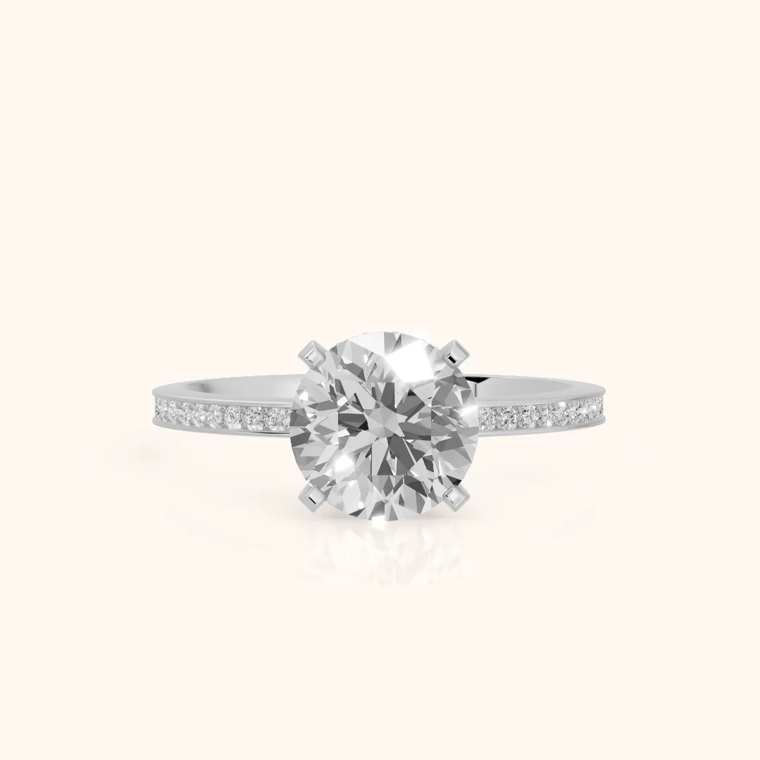 Naia Hidden Halo Round Diamond Engagement Ring in Silver — view 2