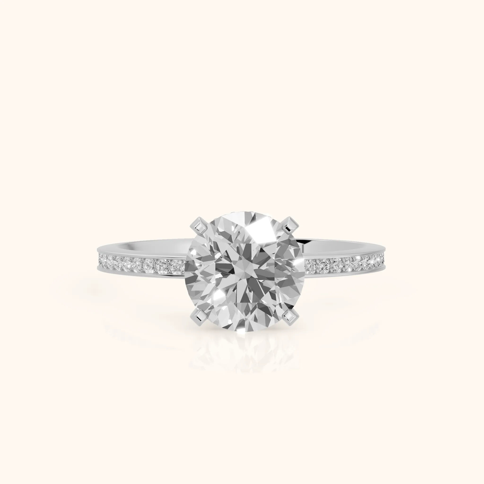 Naia Hidden Halo Round Diamond Engagement Ring in Silver — view 1