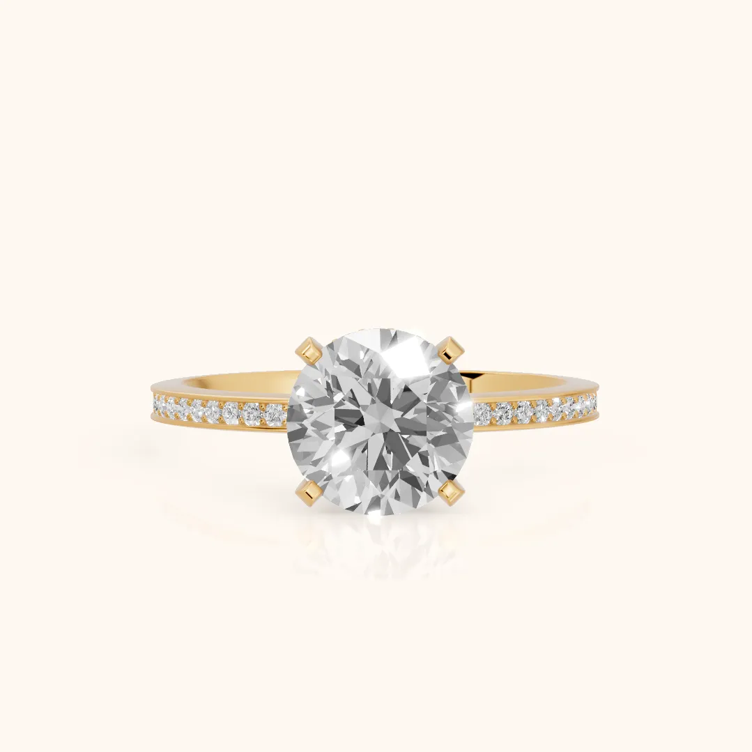 Naia Hidden Halo Round Diamond Engagement Ring in Yellow Gold — view 2