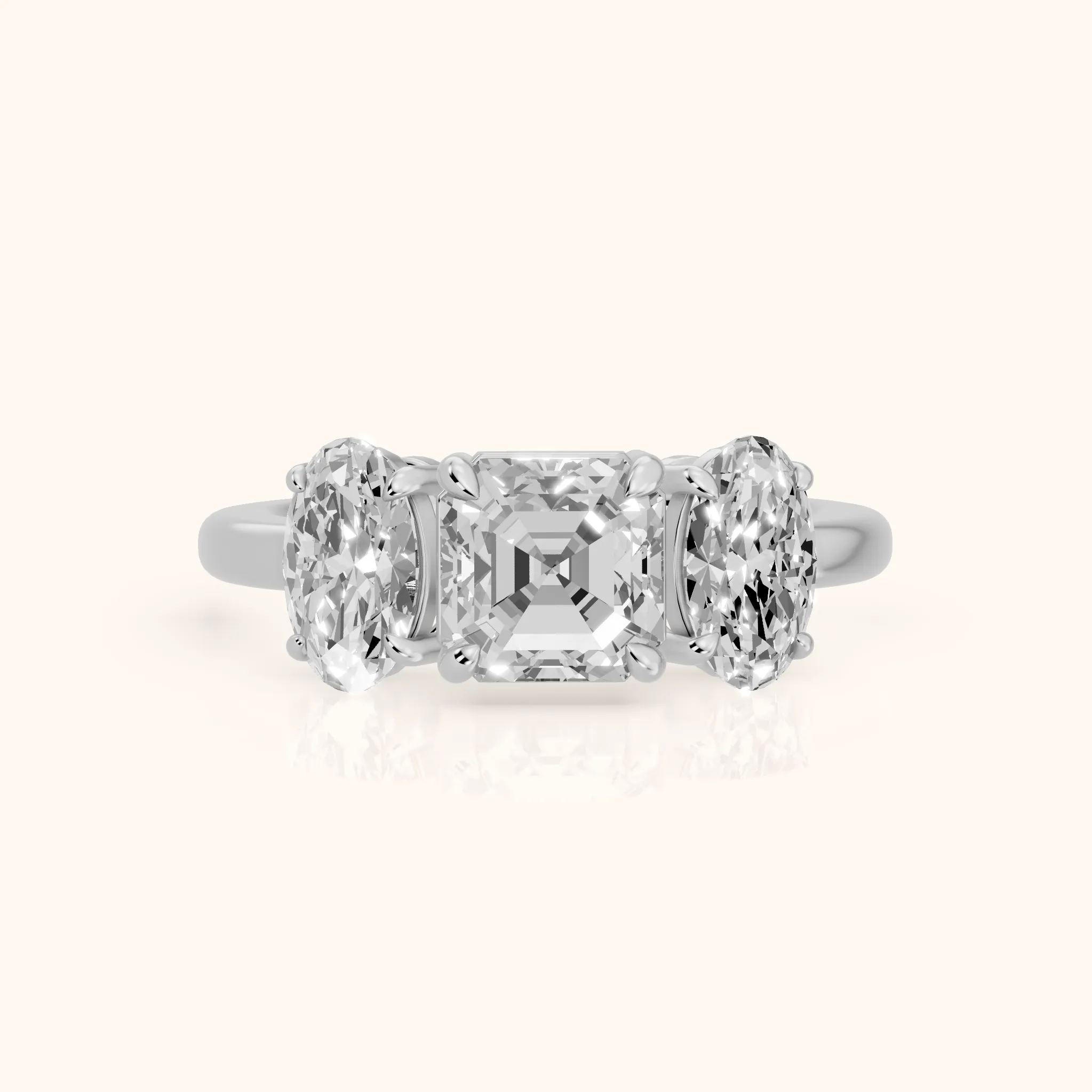 Lila Three-Stone Asscher Diamond Ring in Silver — view 1