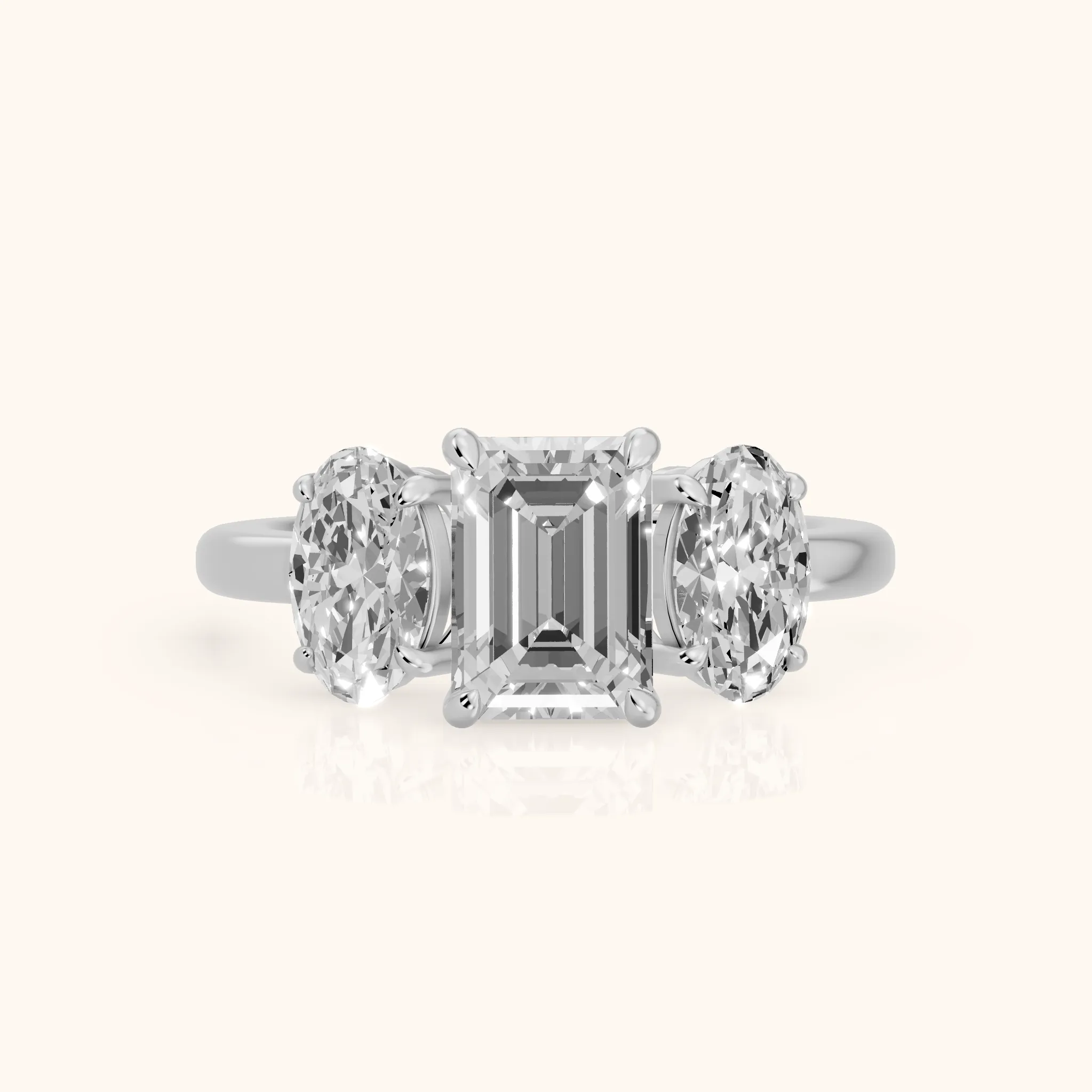 Lila Three-Stone Emerald Diamond Ring in Silver — view 1