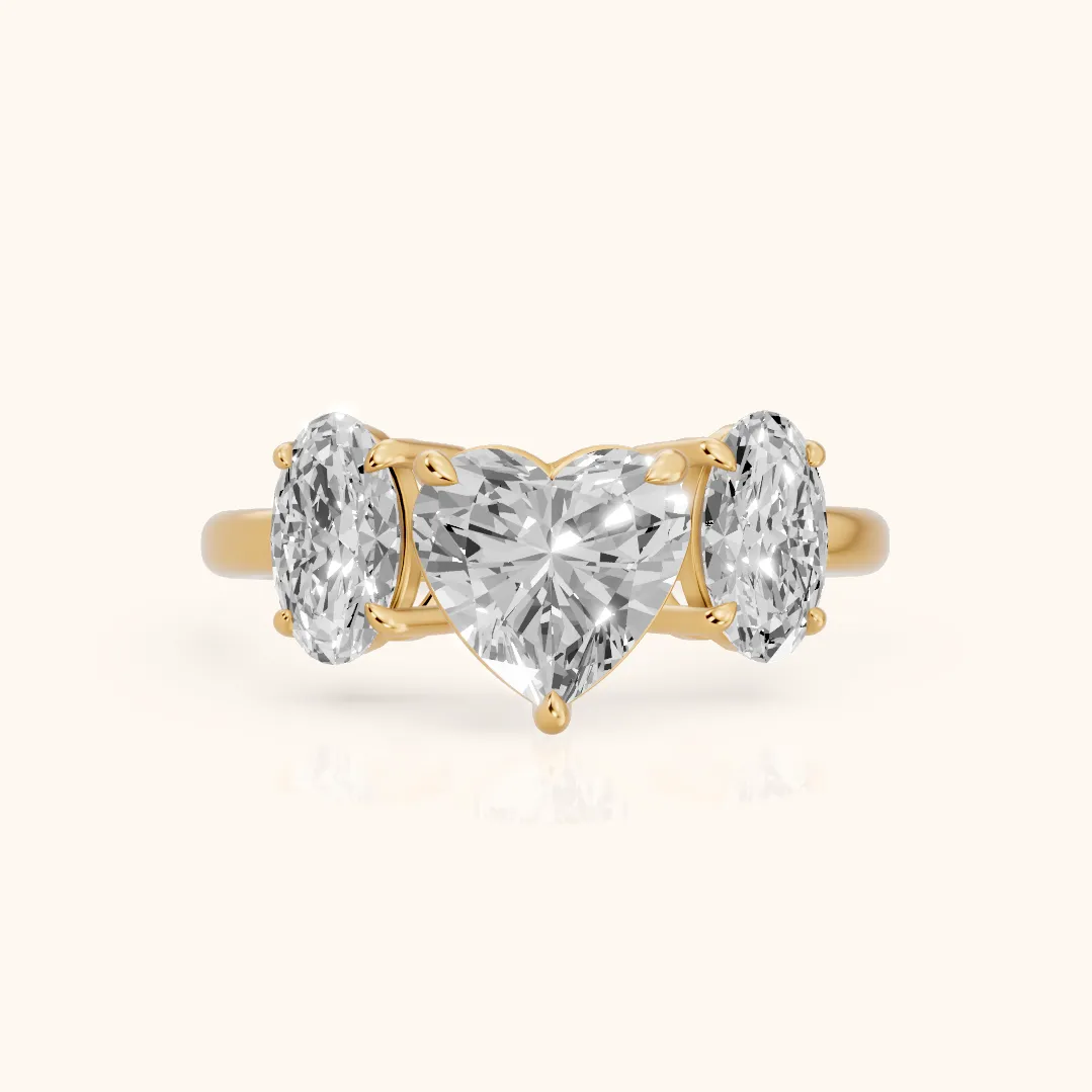 Lila Three-Stone Heart Diamond Ring in Yellow Gold — view 2