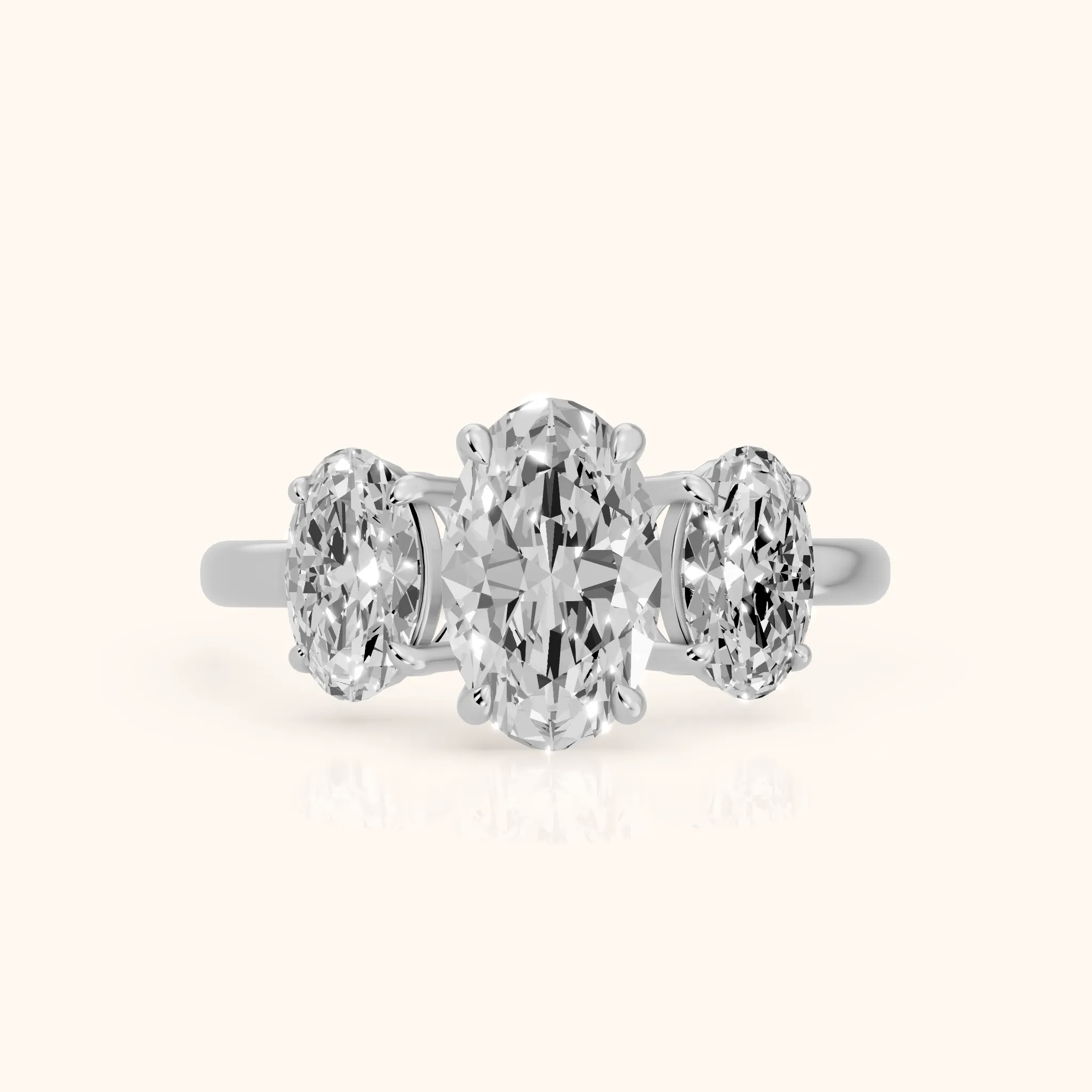 Lila Three-Stone Oval Diamond Ring in Silver — view 1