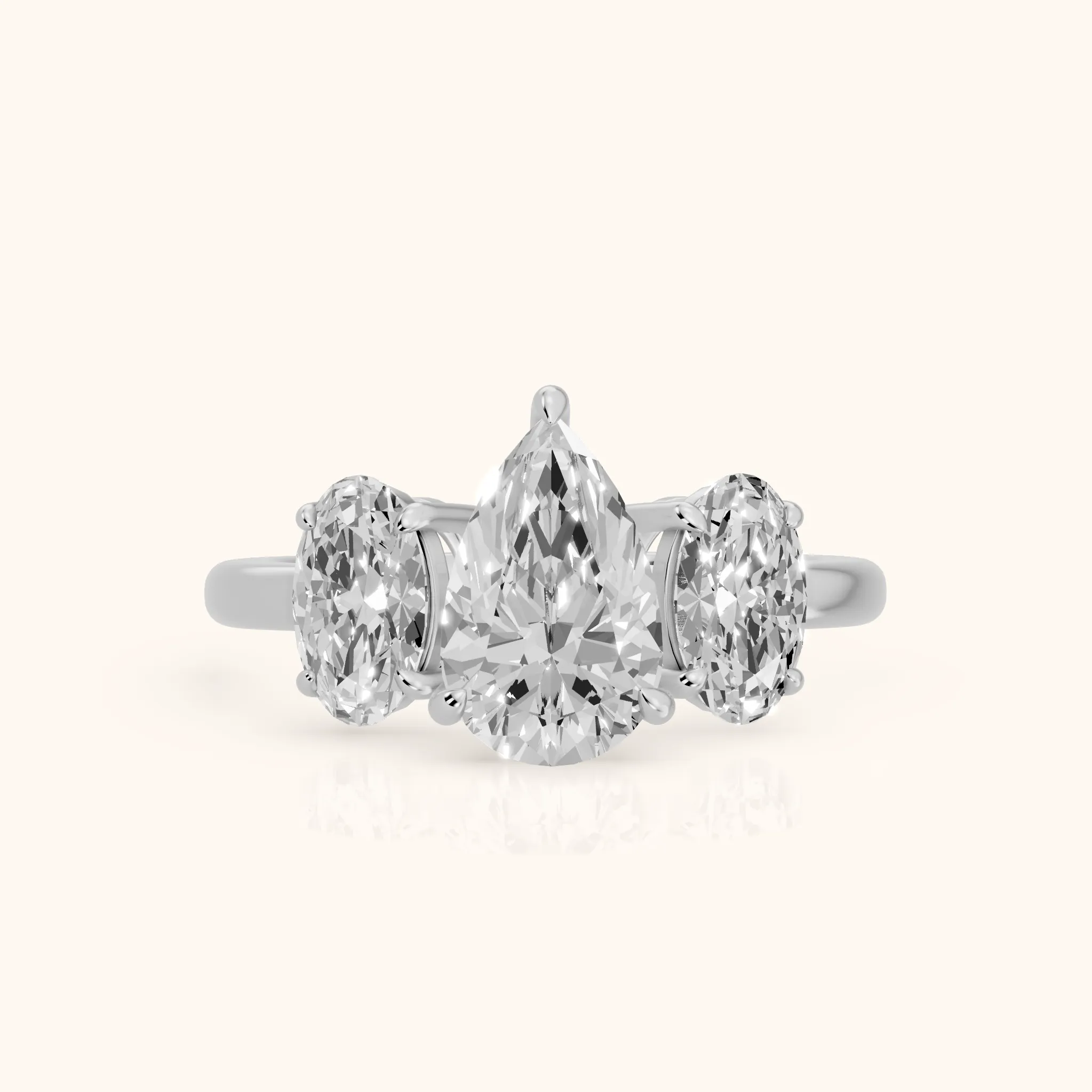 Lila Three-Stone Pear Diamond Ring in Silver — view 1