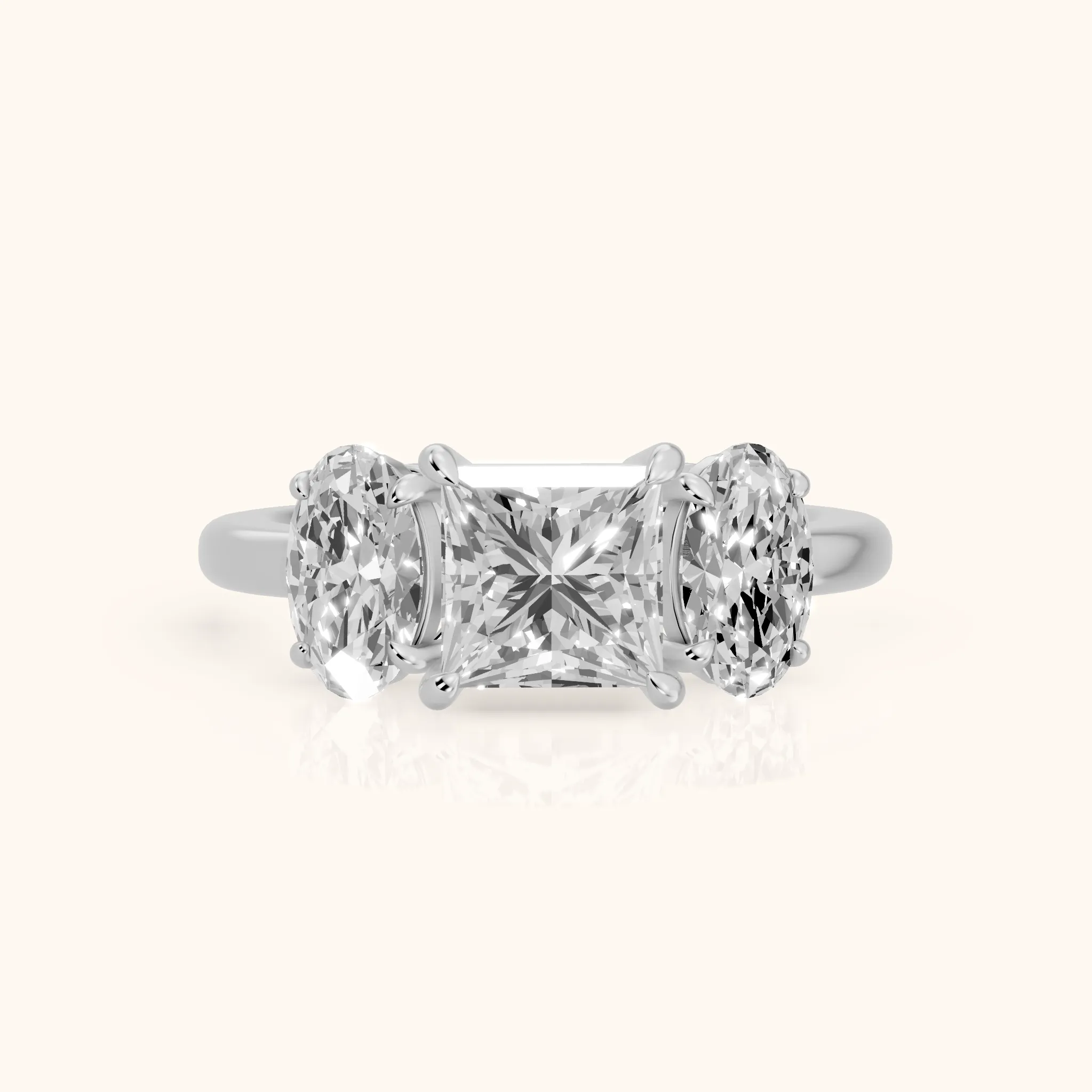 Lila Three-Stone Princess Diamond Ring in Silver — view 1