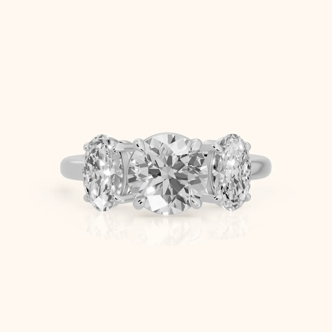 Lila Three-Stone Round Diamond Ring in Silver — view 2
