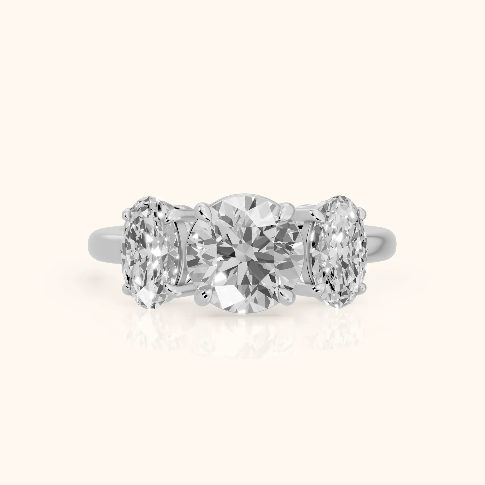 Lila Three-Stone Round Diamond Ring in Silver — view 1