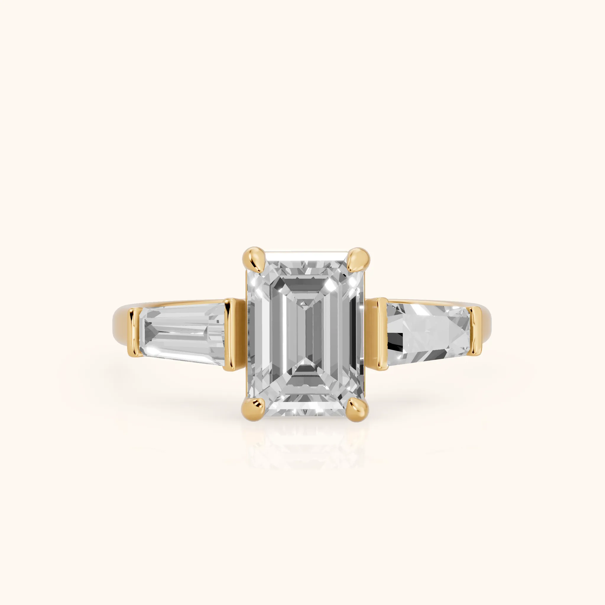 Layla Tapered Baguette Emerald Diamond Ring in Yellow Gold — view 1