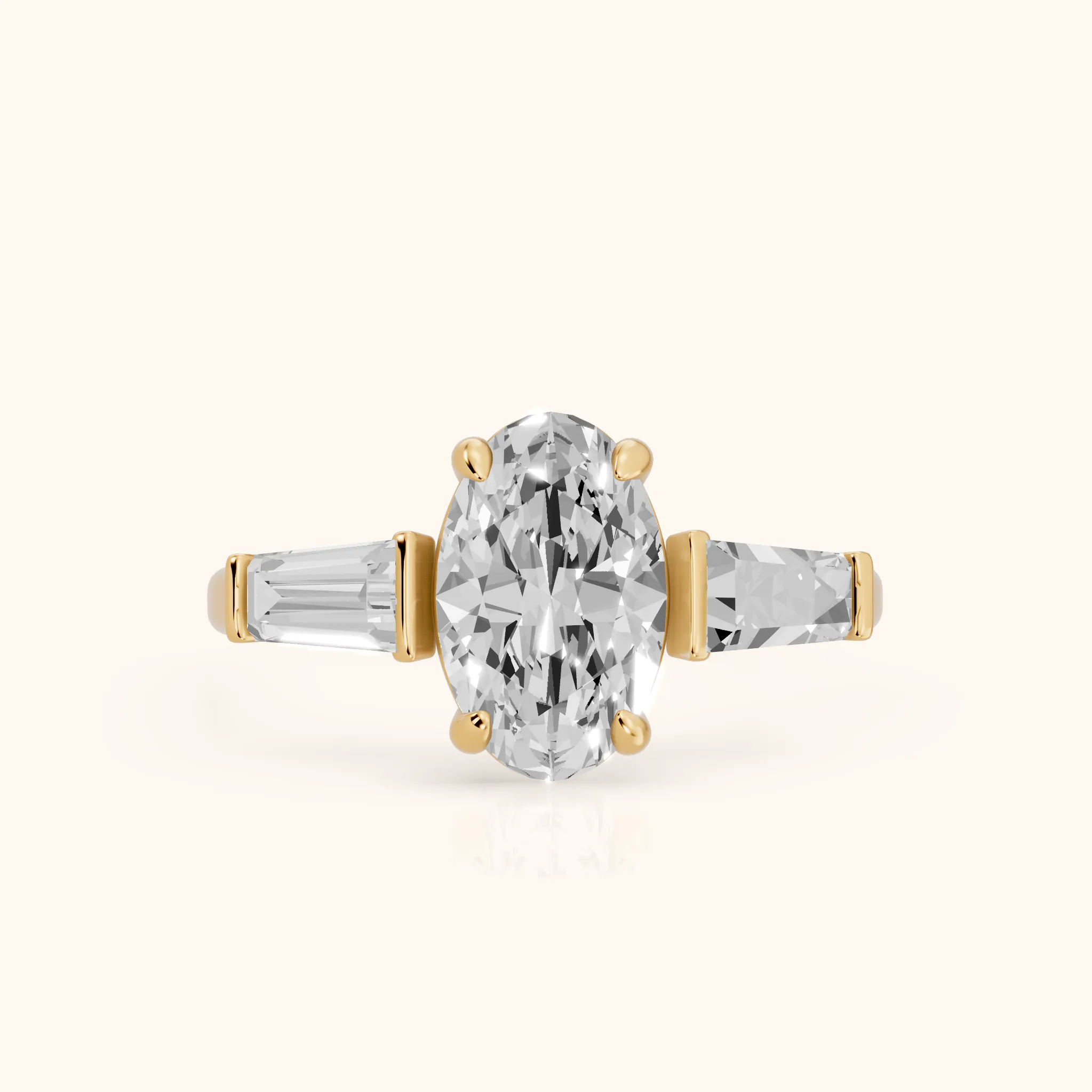 Layla Tapered Baguette Oval Diamond Ring in Yellow Gold — view 1