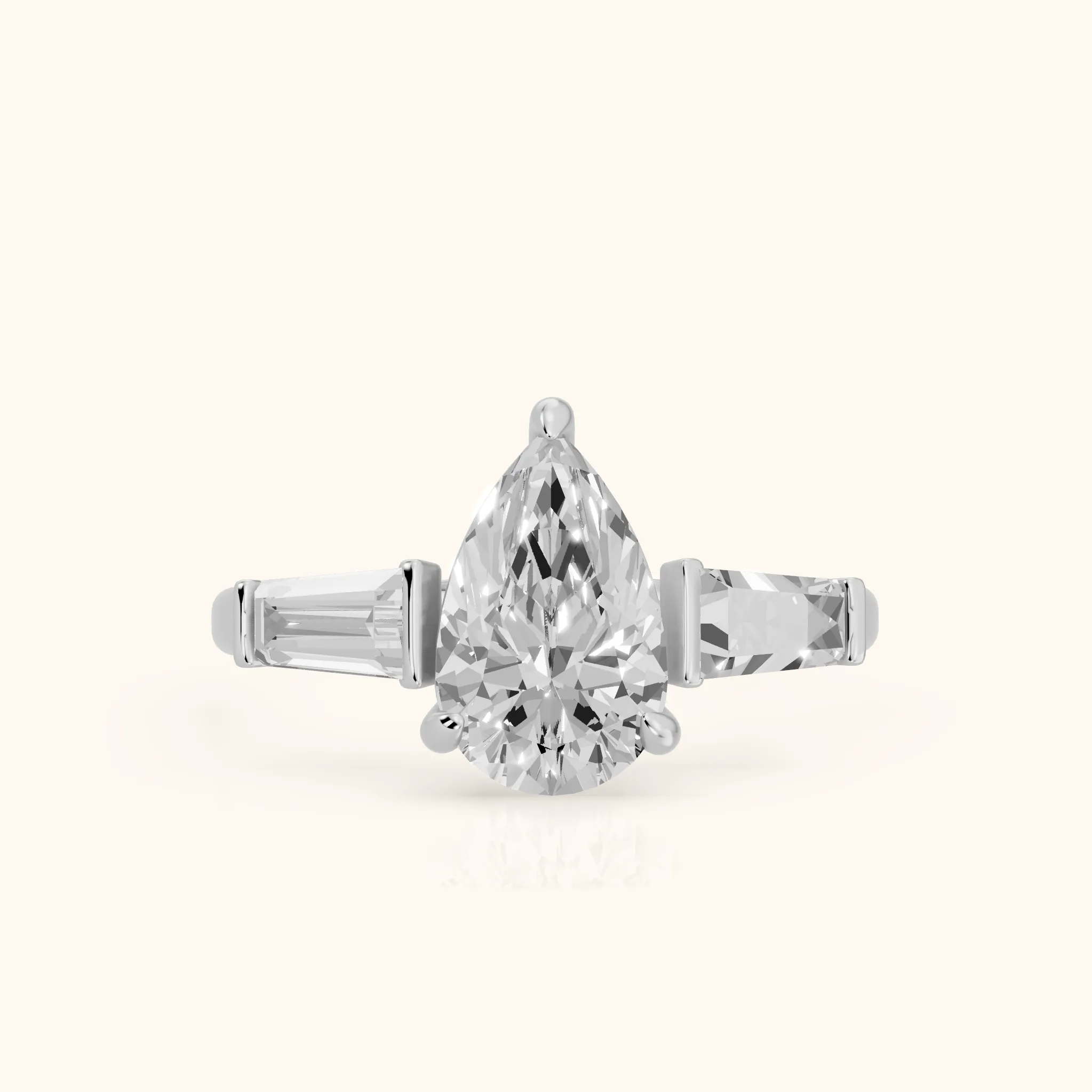 Layla Tapered Baguette Pear Diamond Ring in Platinum — view 1