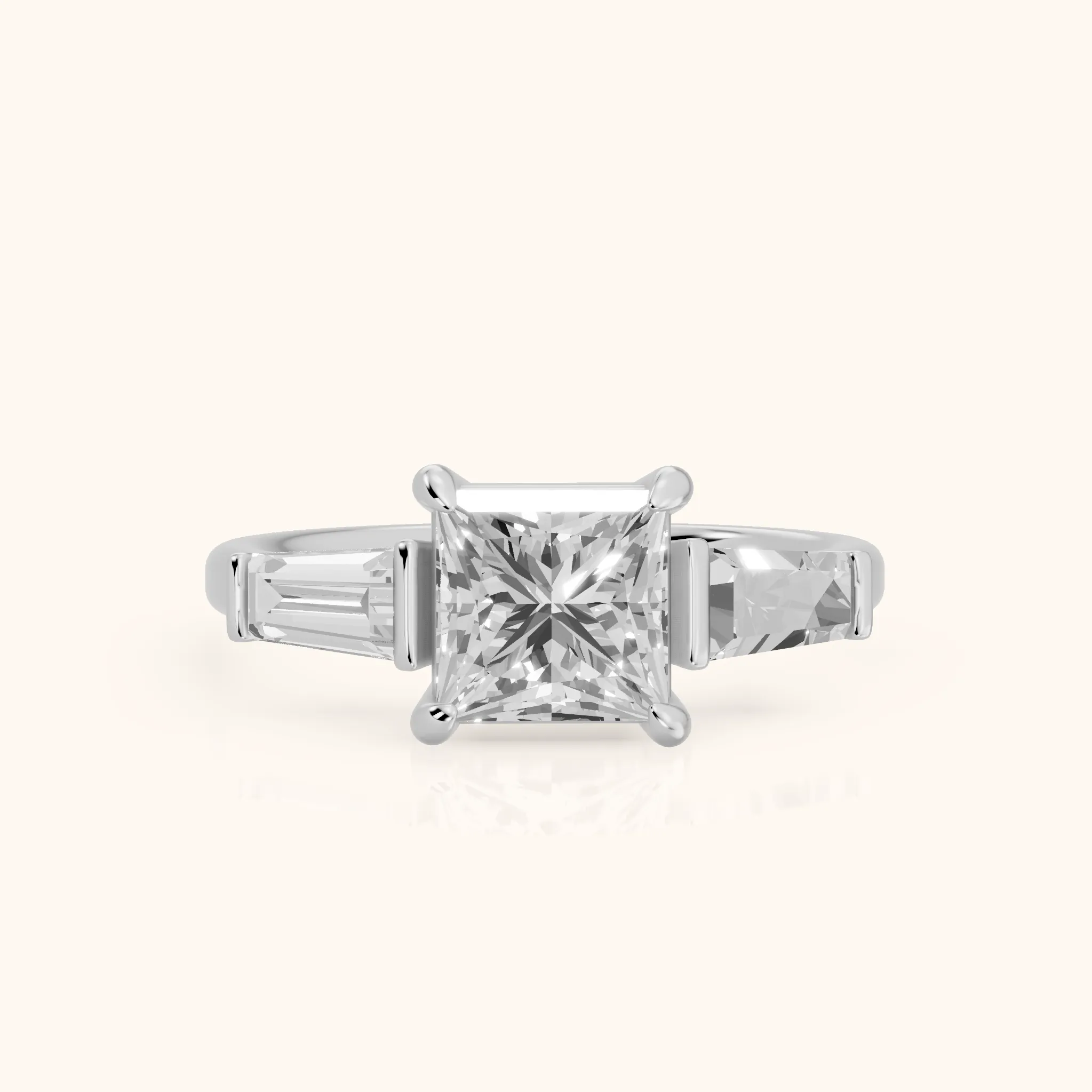 Layla Tapered Baguette Princess Diamond Ring in Silver — view 1