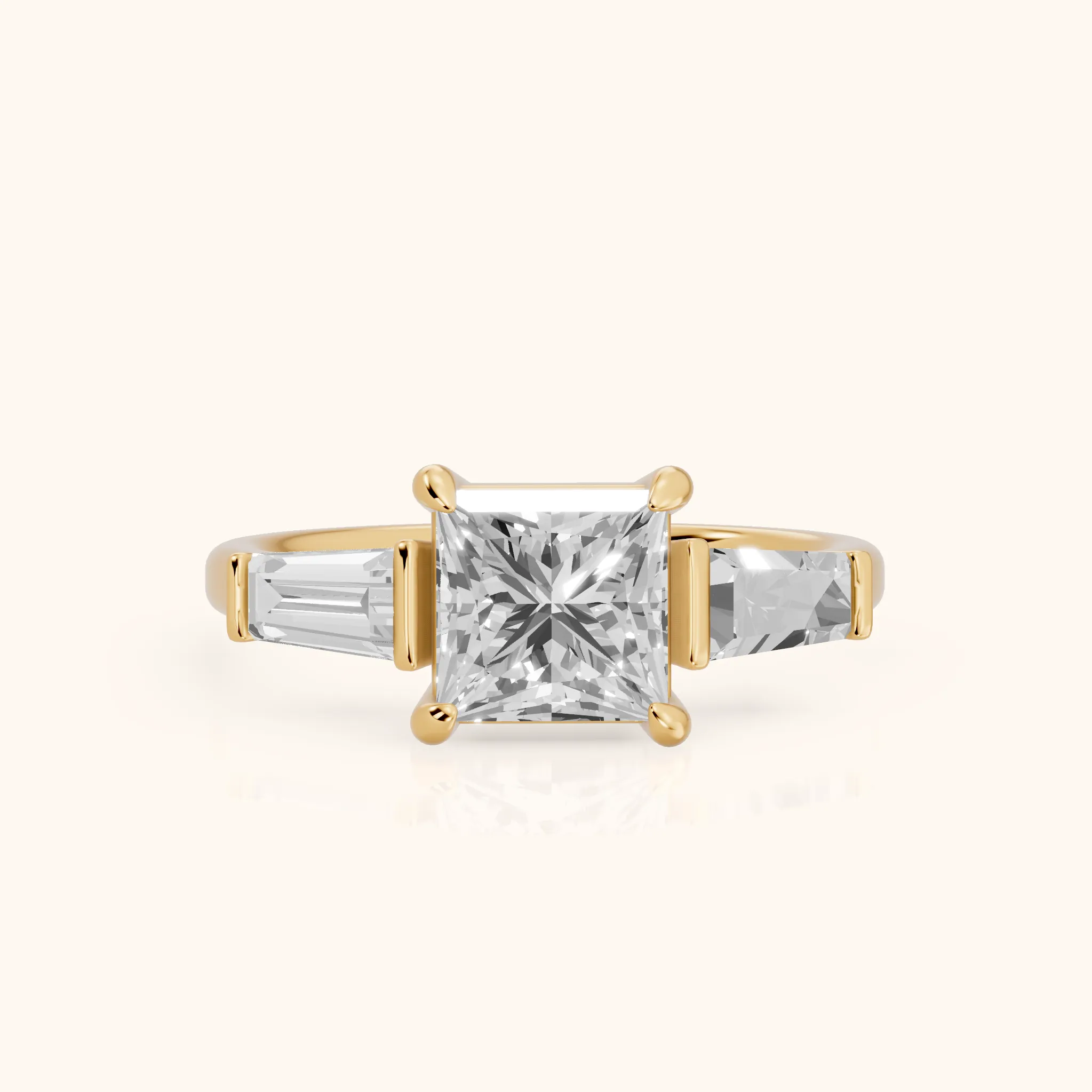 Layla Tapered Baguette Princess Diamond Ring in Yellow Gold — view 1
