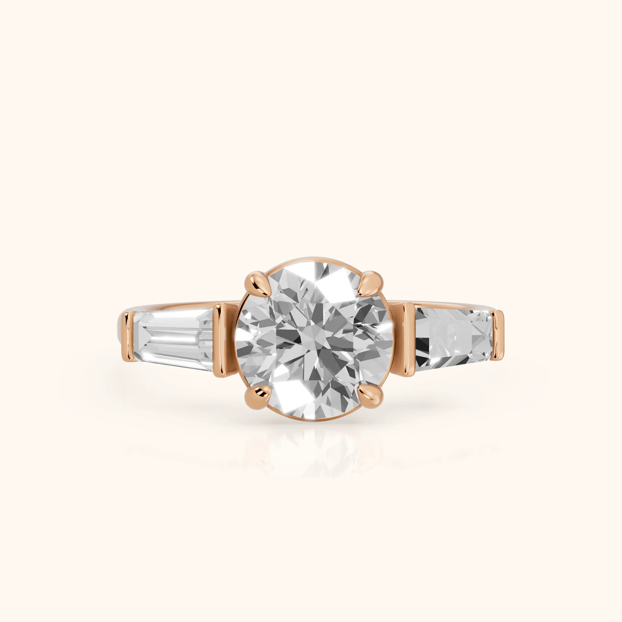 Layla Tapered Baguette Round Diamond Ring in Rose Gold — view 1