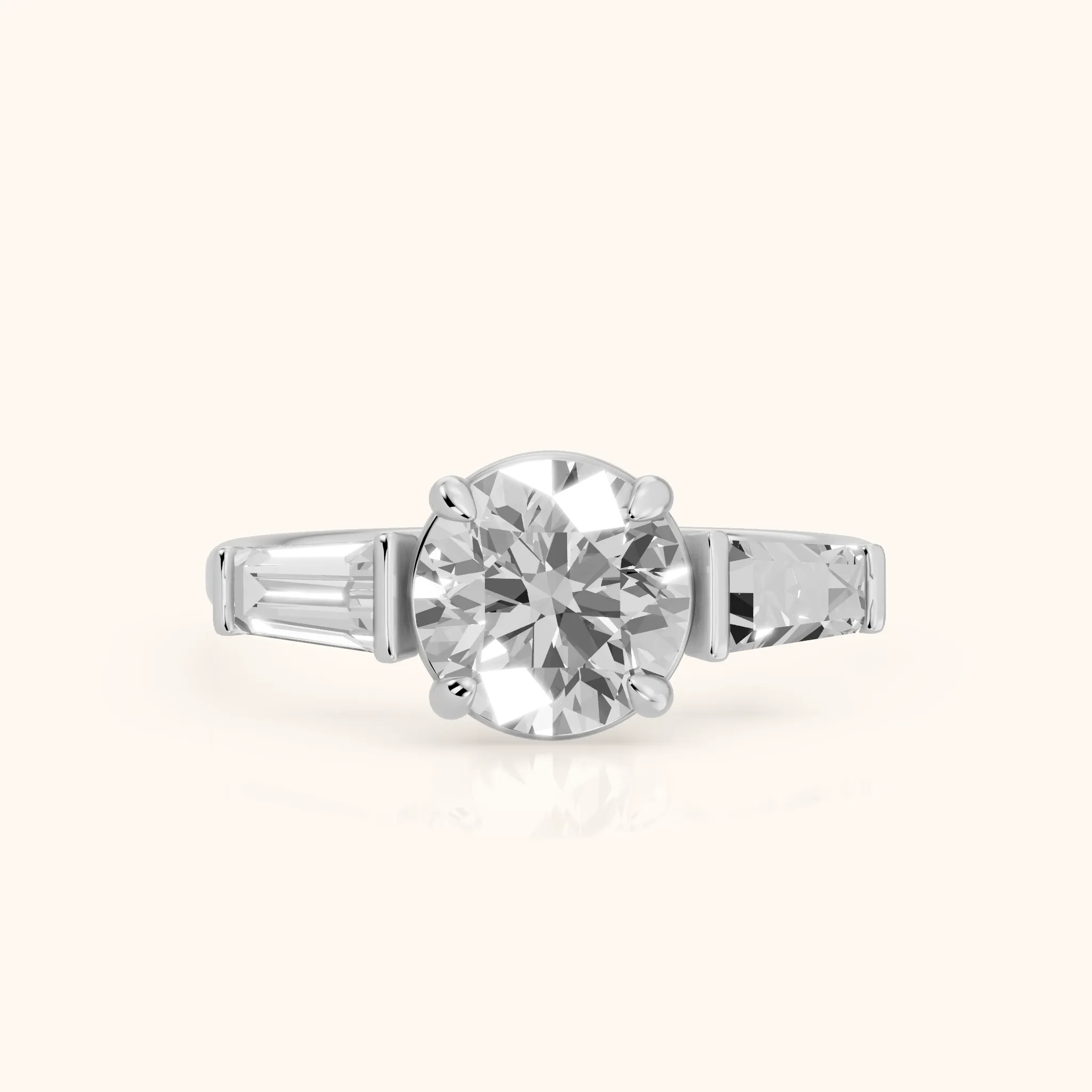 Layla Tapered Baguette Round Diamond Ring in Silver — view 1