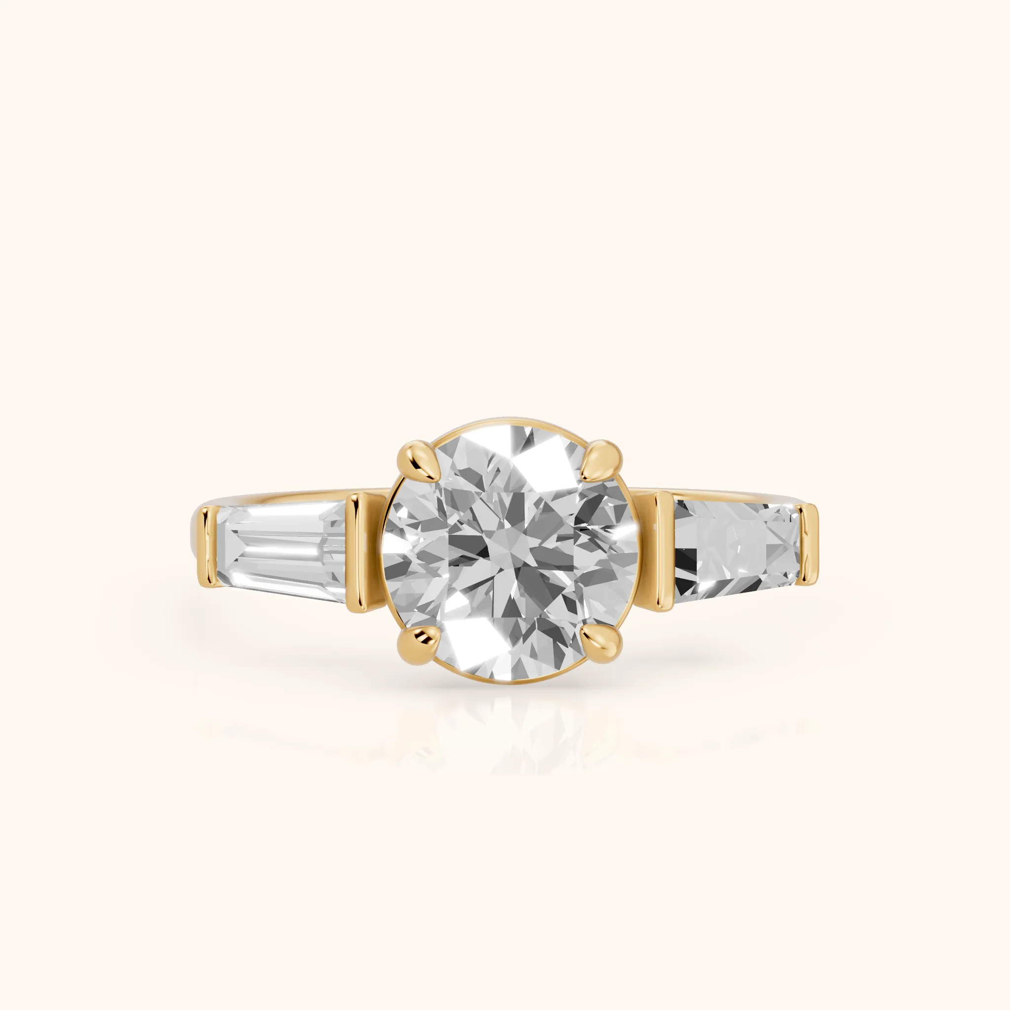 Layla Tapered Baguette Round Diamond Ring in Yellow Gold — view 1