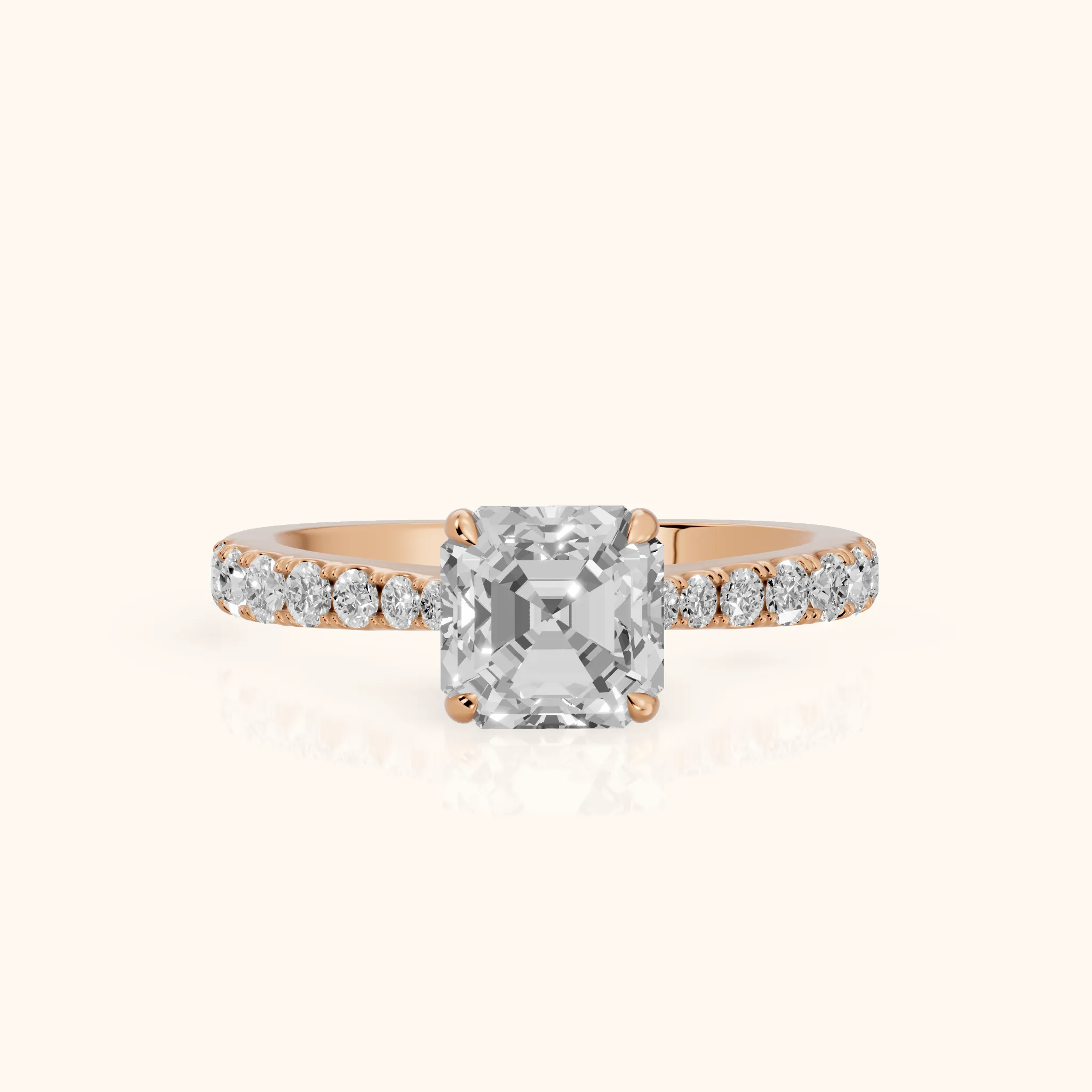 Gia Hidden Halo Pavé Asscher Diamond Ring in Rose Gold — view 1