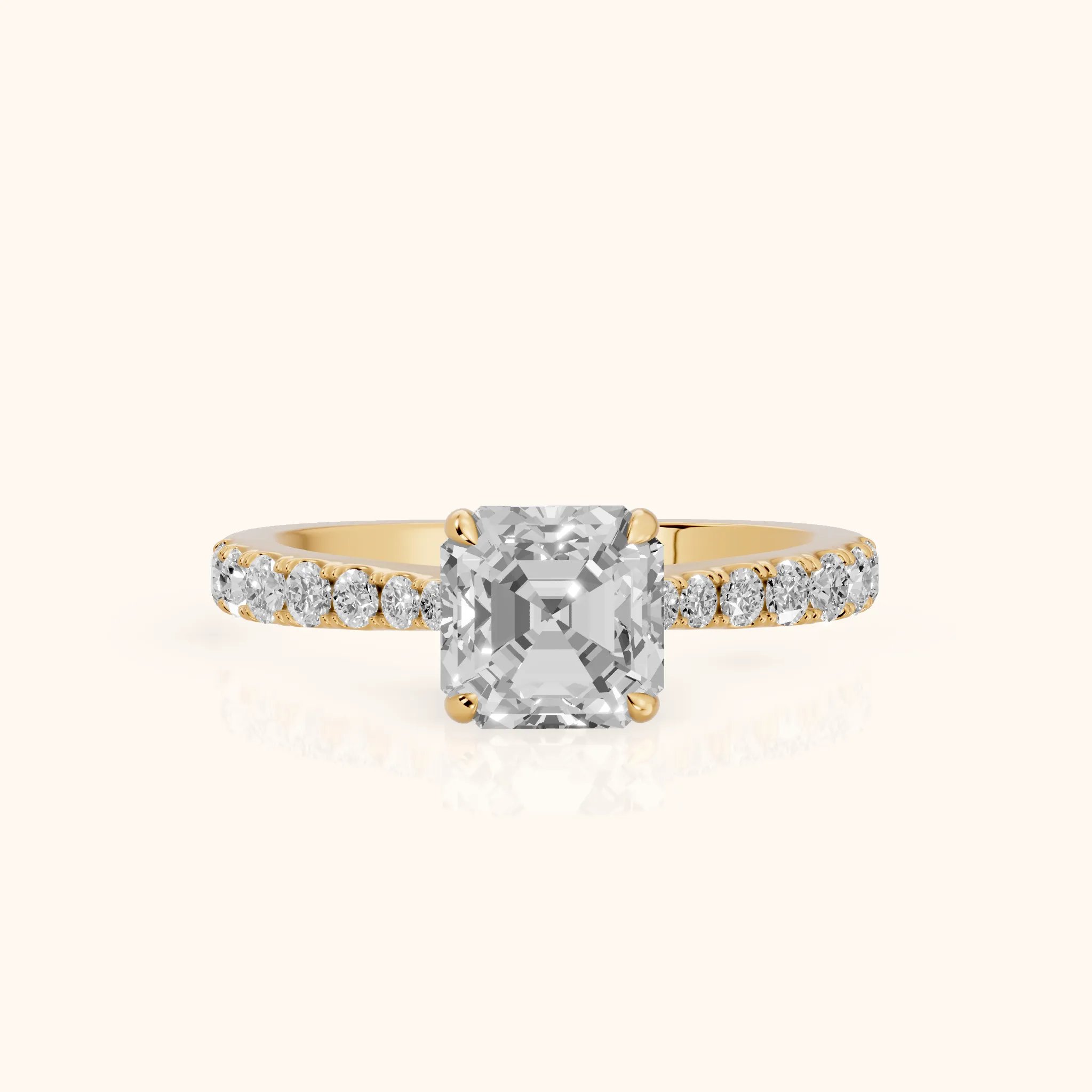 Gia Hidden Halo Pavé Asscher Diamond Ring in Yellow Gold — view 1