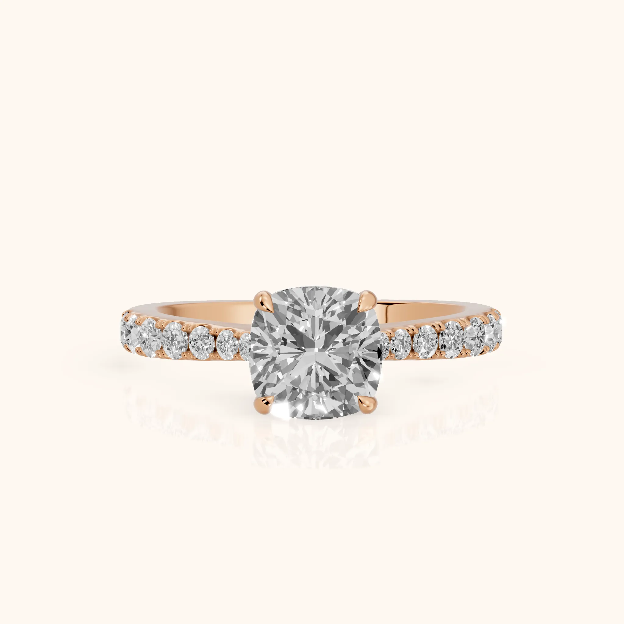 Gia Hidden Halo Pavé Cushion Diamond Ring in Rose Gold — view 1