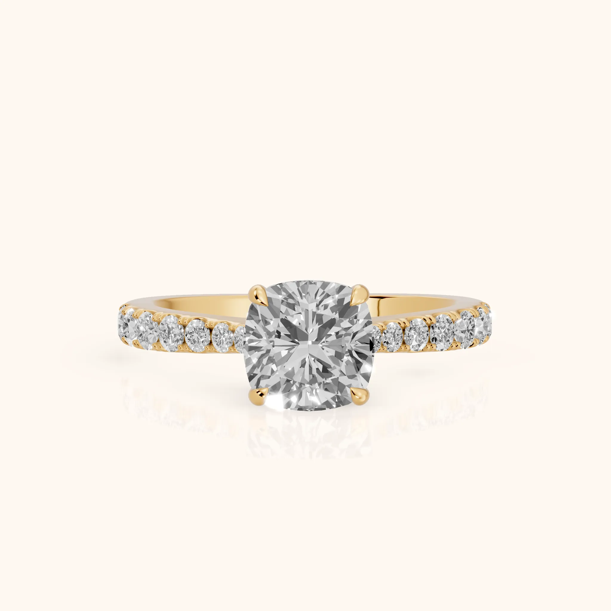 Gia Hidden Halo Pavé Cushion Diamond Ring in Yellow Gold — view 1