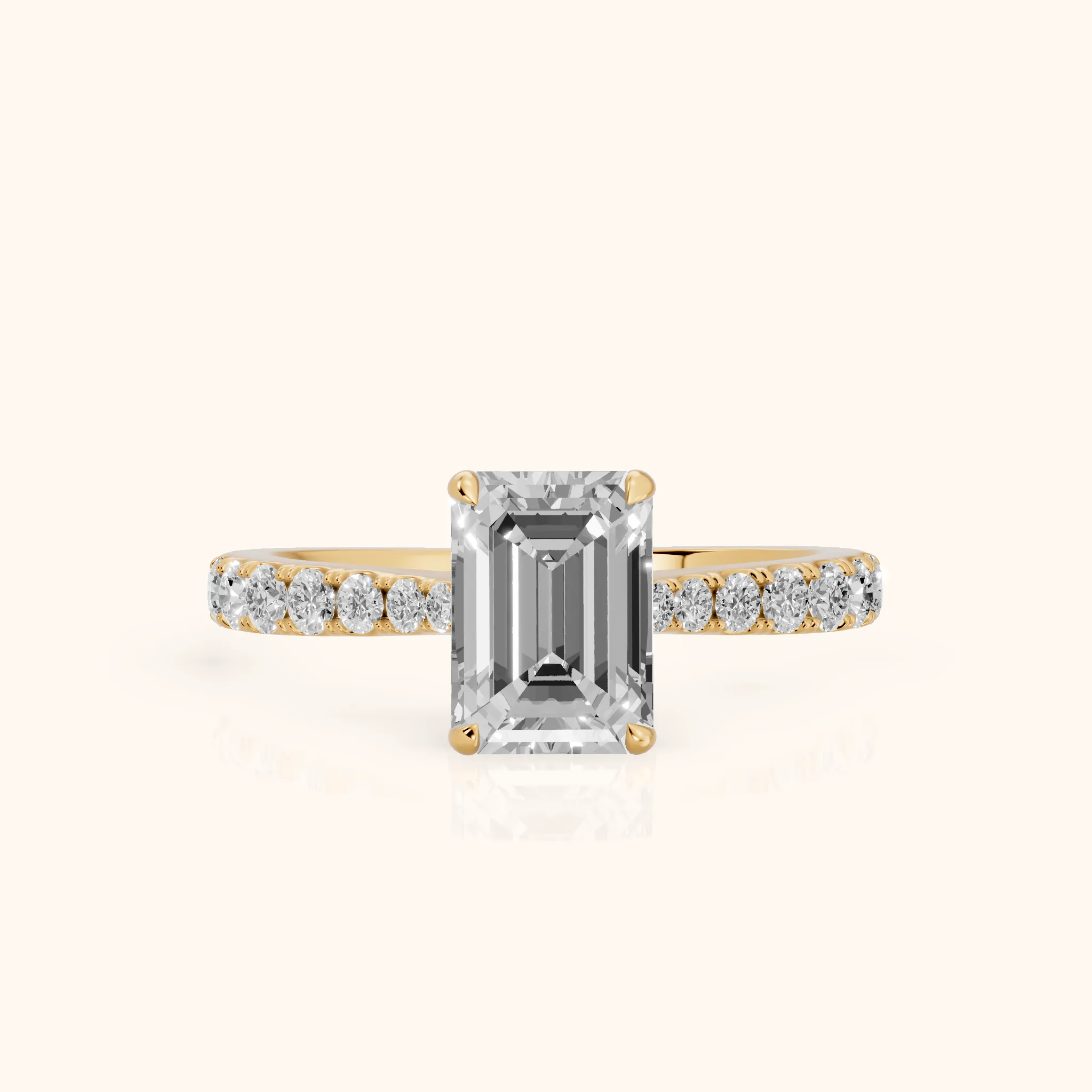 Gia Hidden Halo Pavé Emerald Diamond Ring in Yellow Gold — view 1