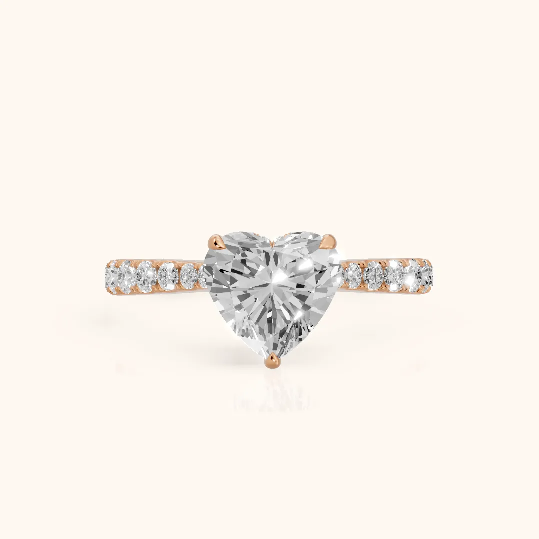 Gia Hidden Halo Pavé Heart Diamond Ring in Rose Gold — view 2