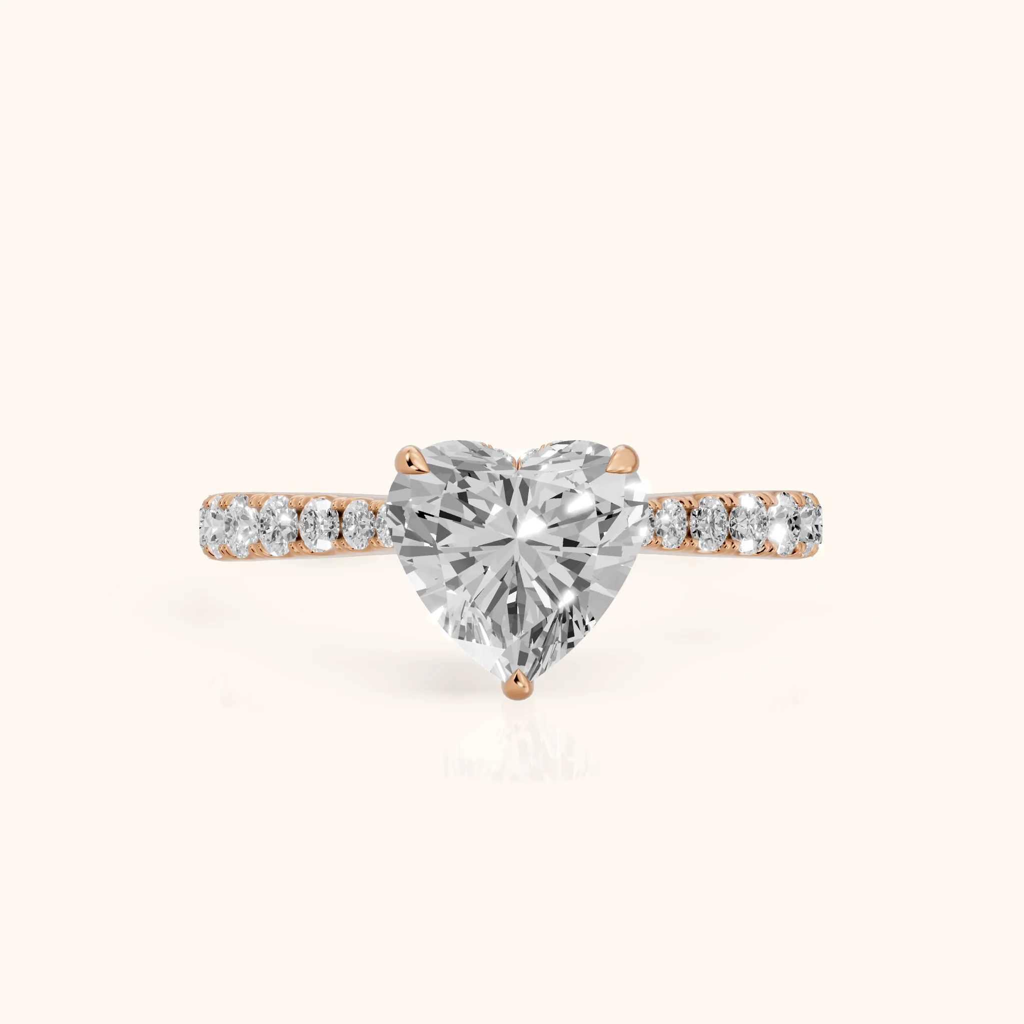 Gia Hidden Halo Pavé Heart Diamond Ring in Rose Gold — view 1