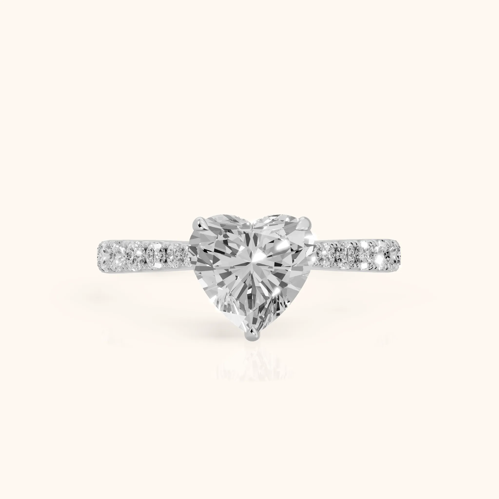 Gia Hidden Halo Pavé Heart Diamond Ring in Silver — view 1