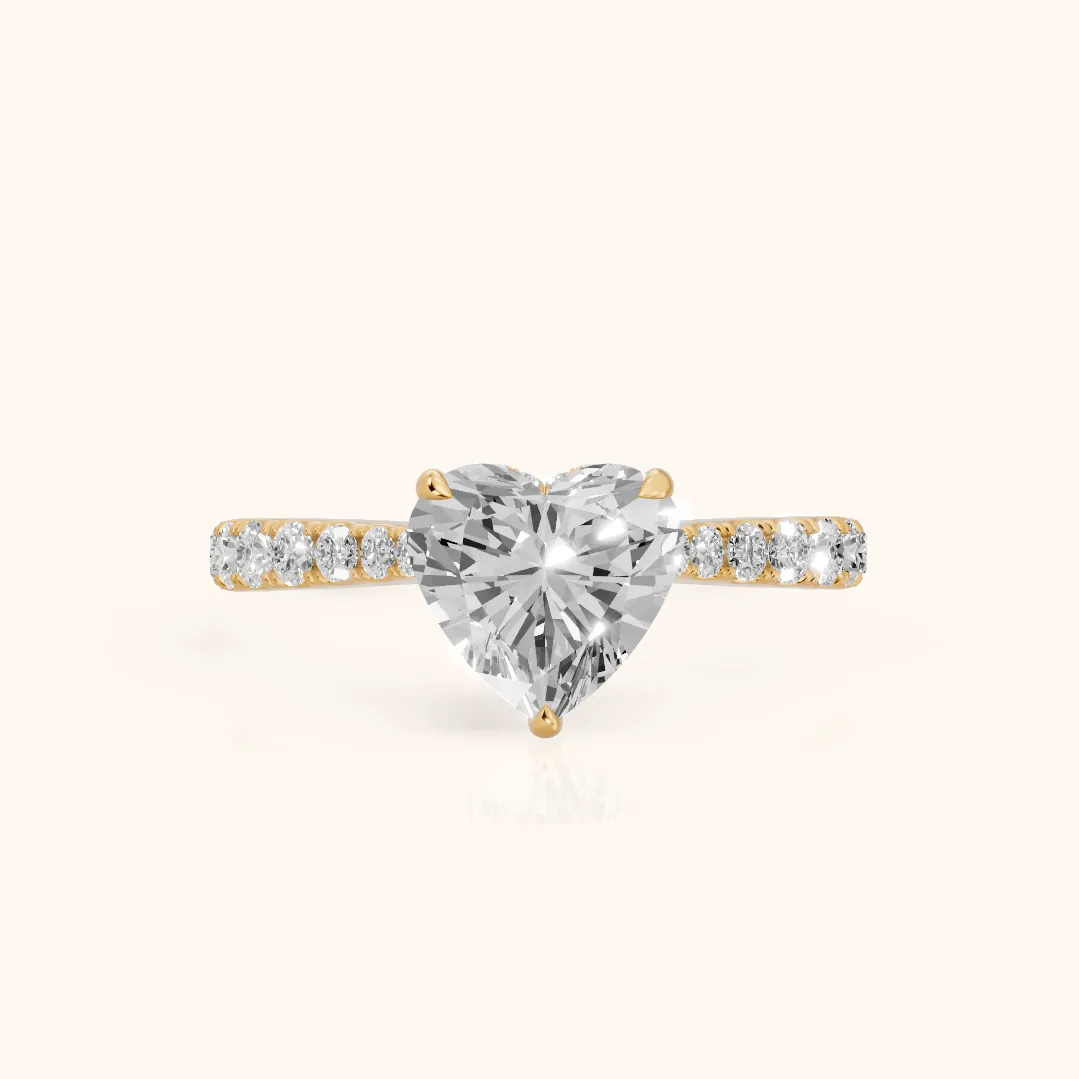 Gia Hidden Halo Pavé Heart Diamond Ring in Yellow Gold — view 2