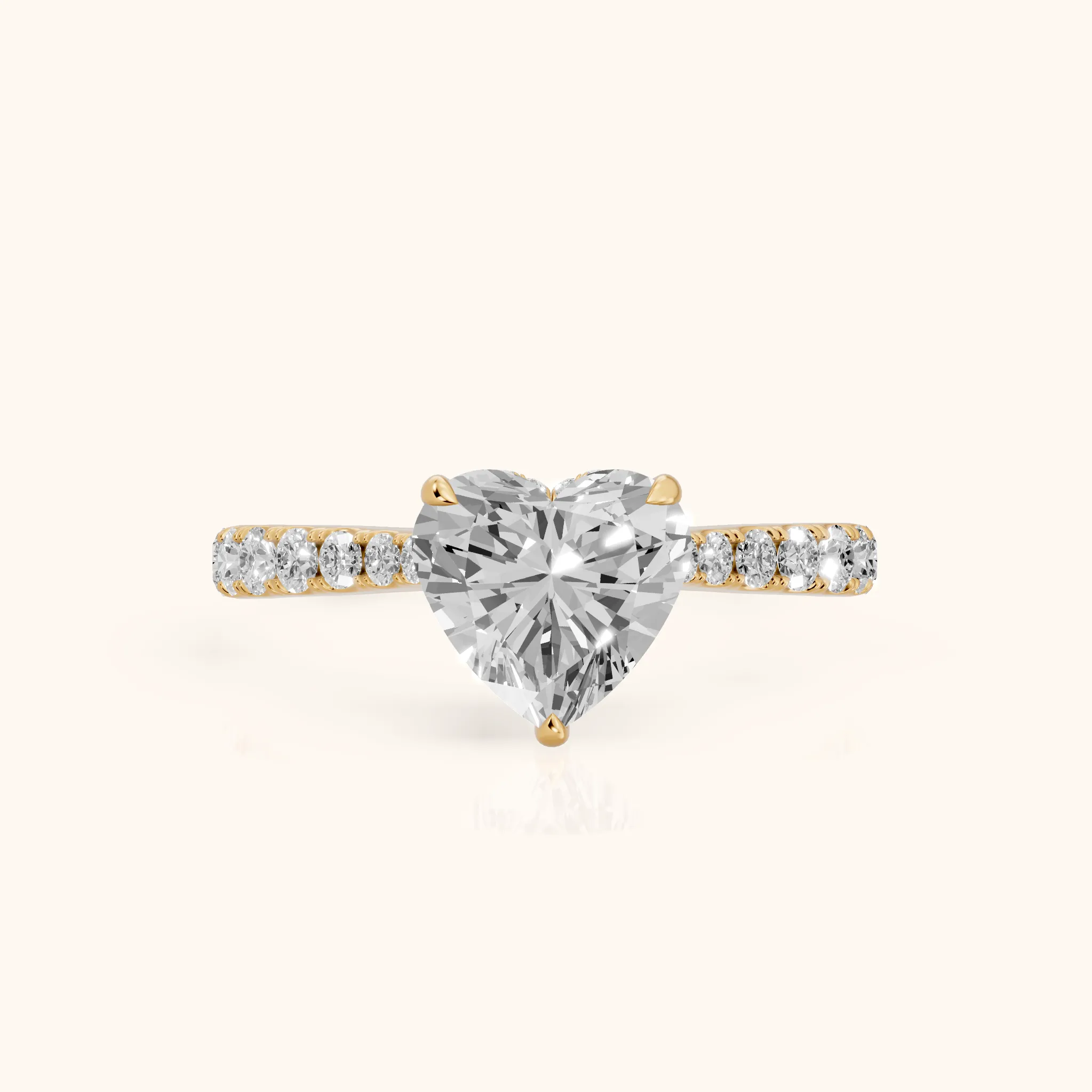 Gia Hidden Halo Pavé Heart Diamond Ring in Yellow Gold — view 1