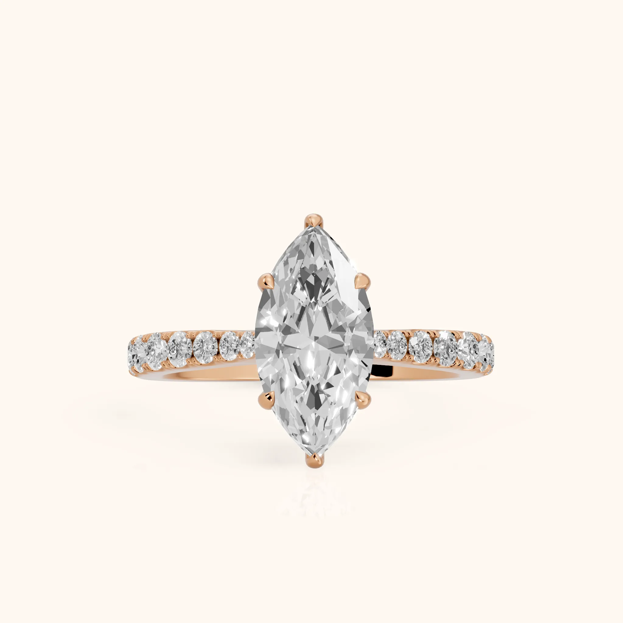 Gia Hidden Halo Pavé Marquise Diamond Ring in Rose Gold — view 1