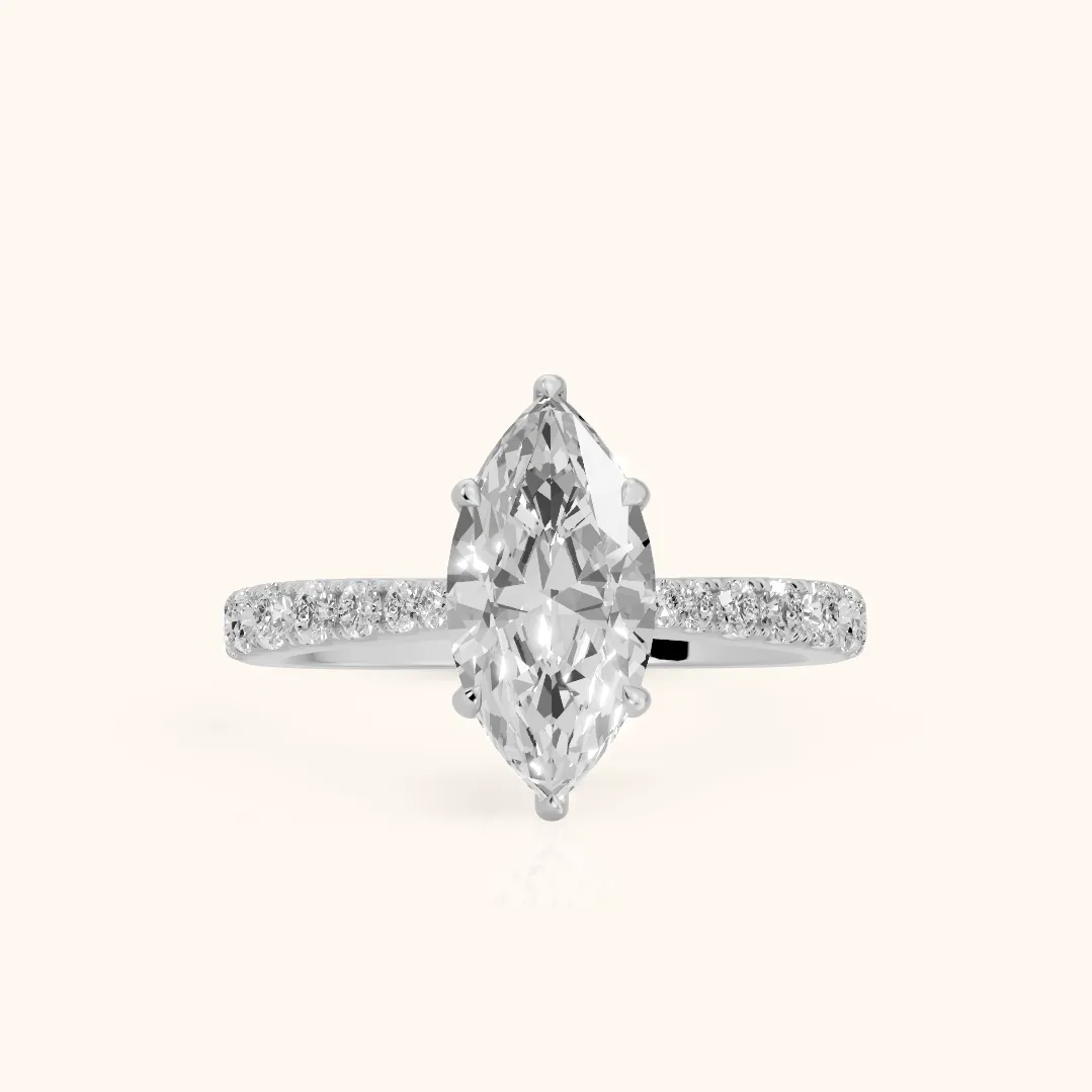 Gia Hidden Halo Pavé Marquise Diamond Ring in Silver — view 2