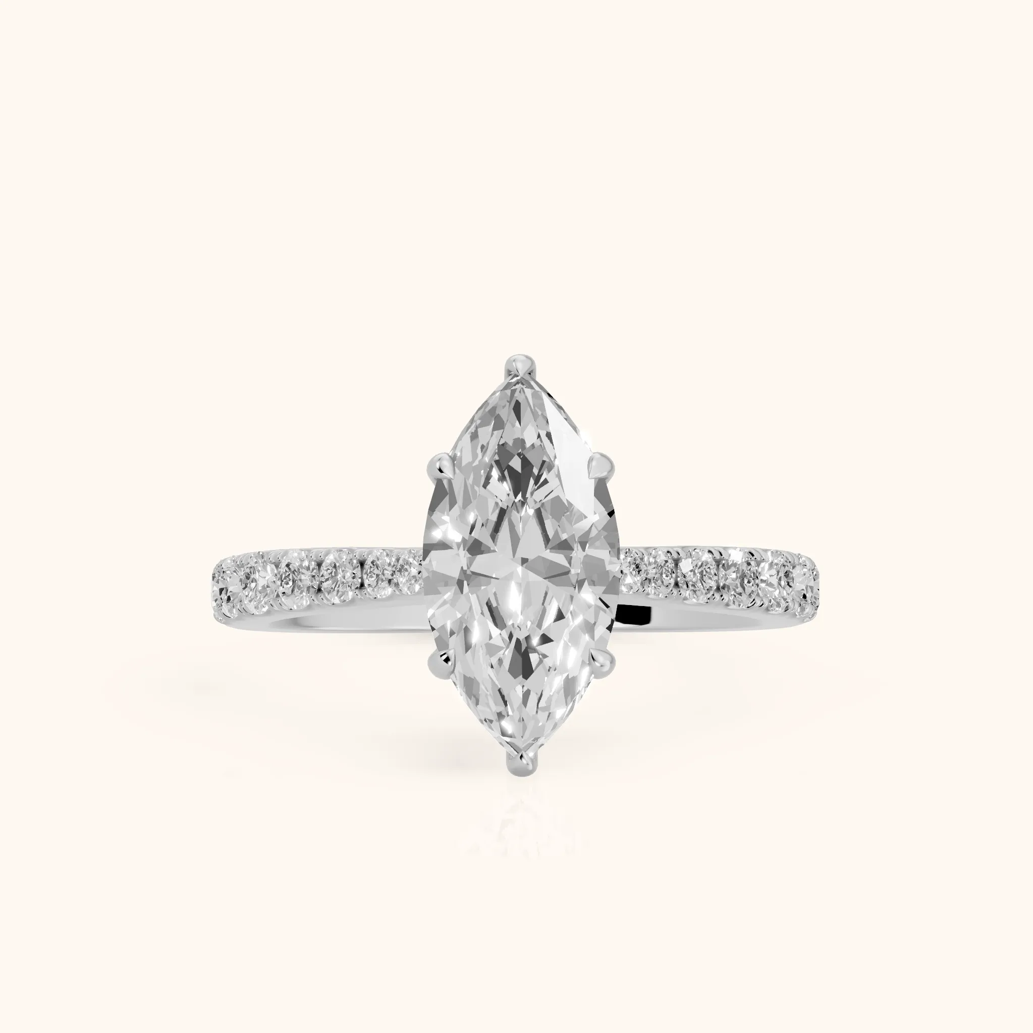 Gia Hidden Halo Pavé Marquise Diamond Ring in Silver — view 1