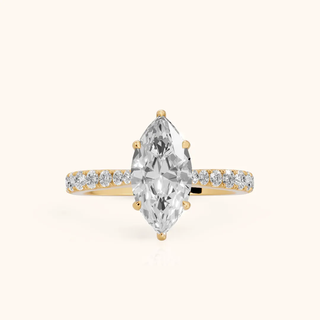 Gia Hidden Halo Pavé Marquise Diamond Ring in Yellow Gold — view 2
