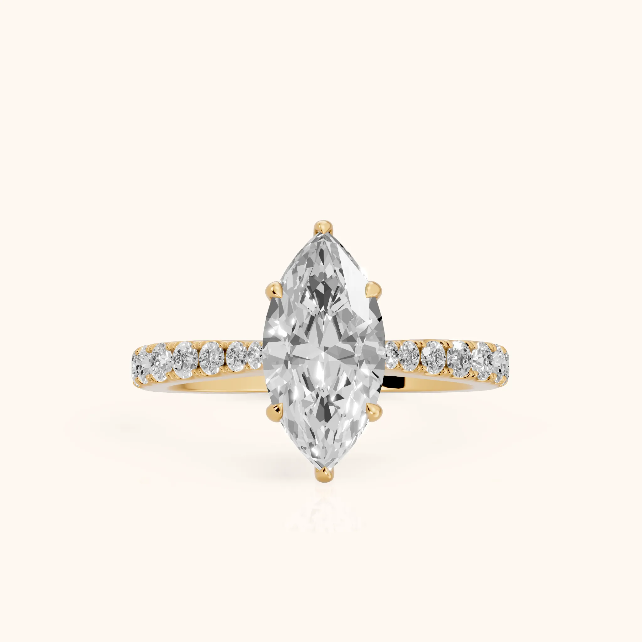 Gia Hidden Halo Pavé Marquise Diamond Ring in Yellow Gold — view 1