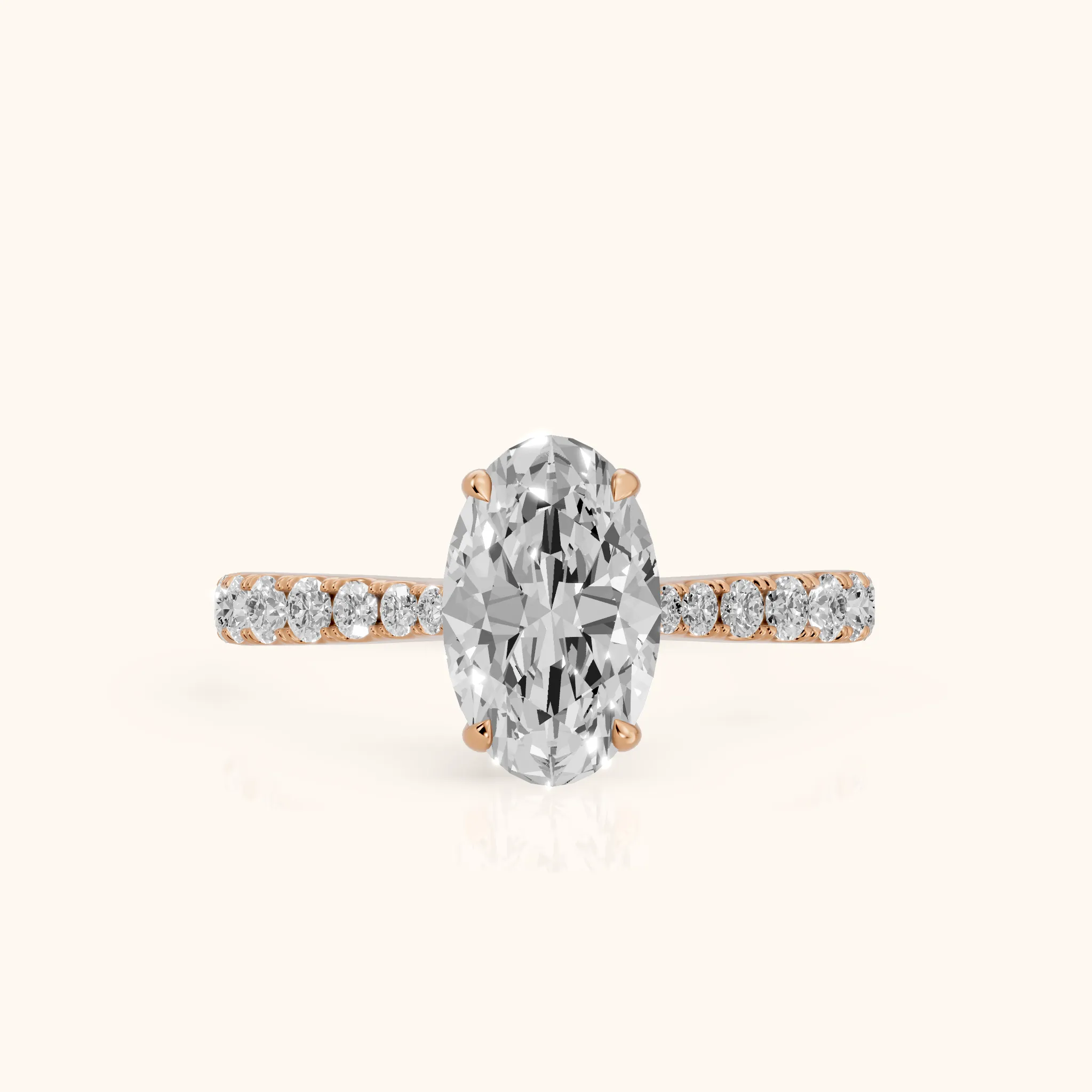Gia Hidden Halo Pavé Oval Diamond Ring in Rose Gold — view 1