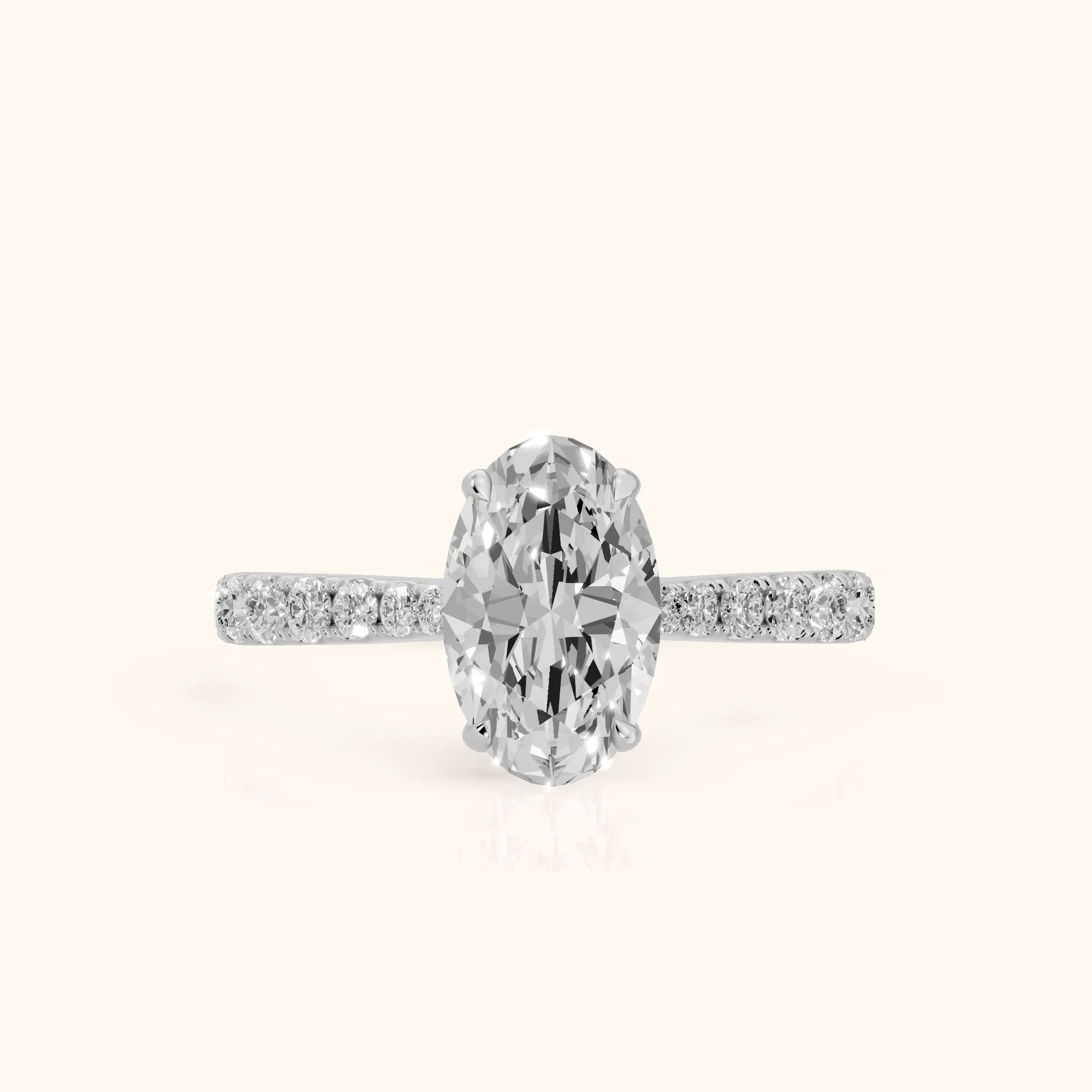 Gia Hidden Halo Pavé Oval Diamond Ring in Silver — view 1