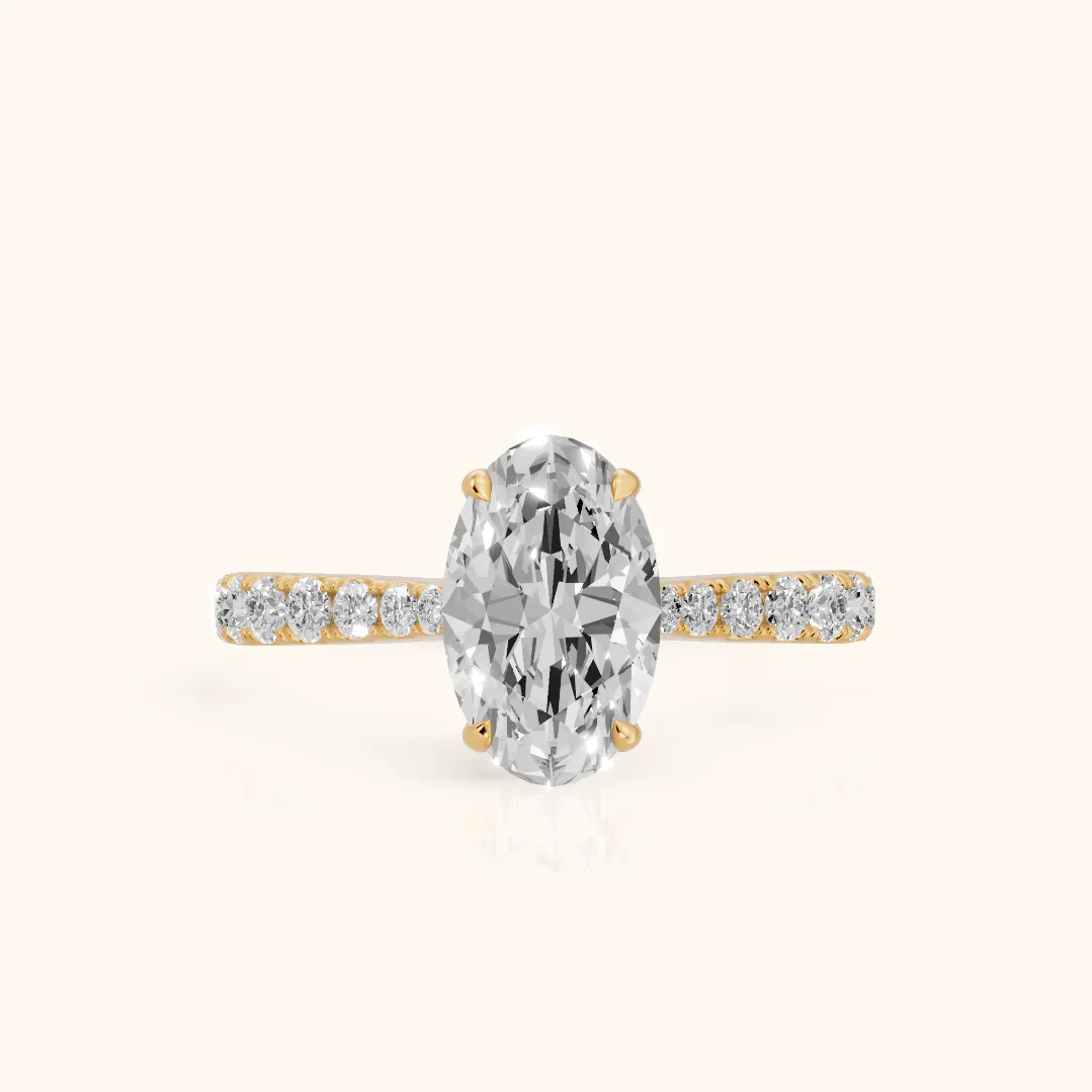 Gia Hidden Halo Pavé Oval Diamond Ring in Yellow Gold — view 2