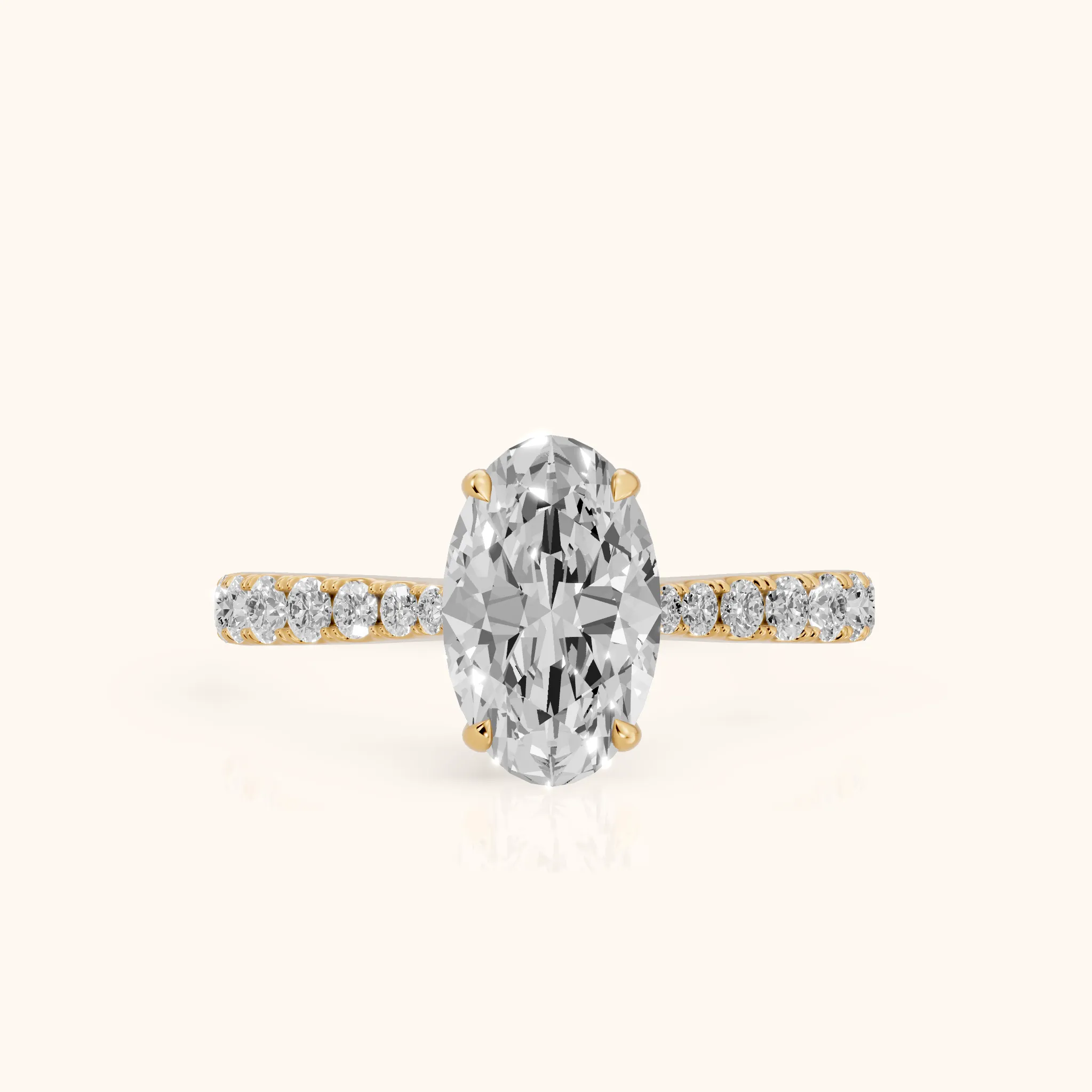 Gia Hidden Halo Pavé Oval Diamond Ring in Yellow Gold — view 1