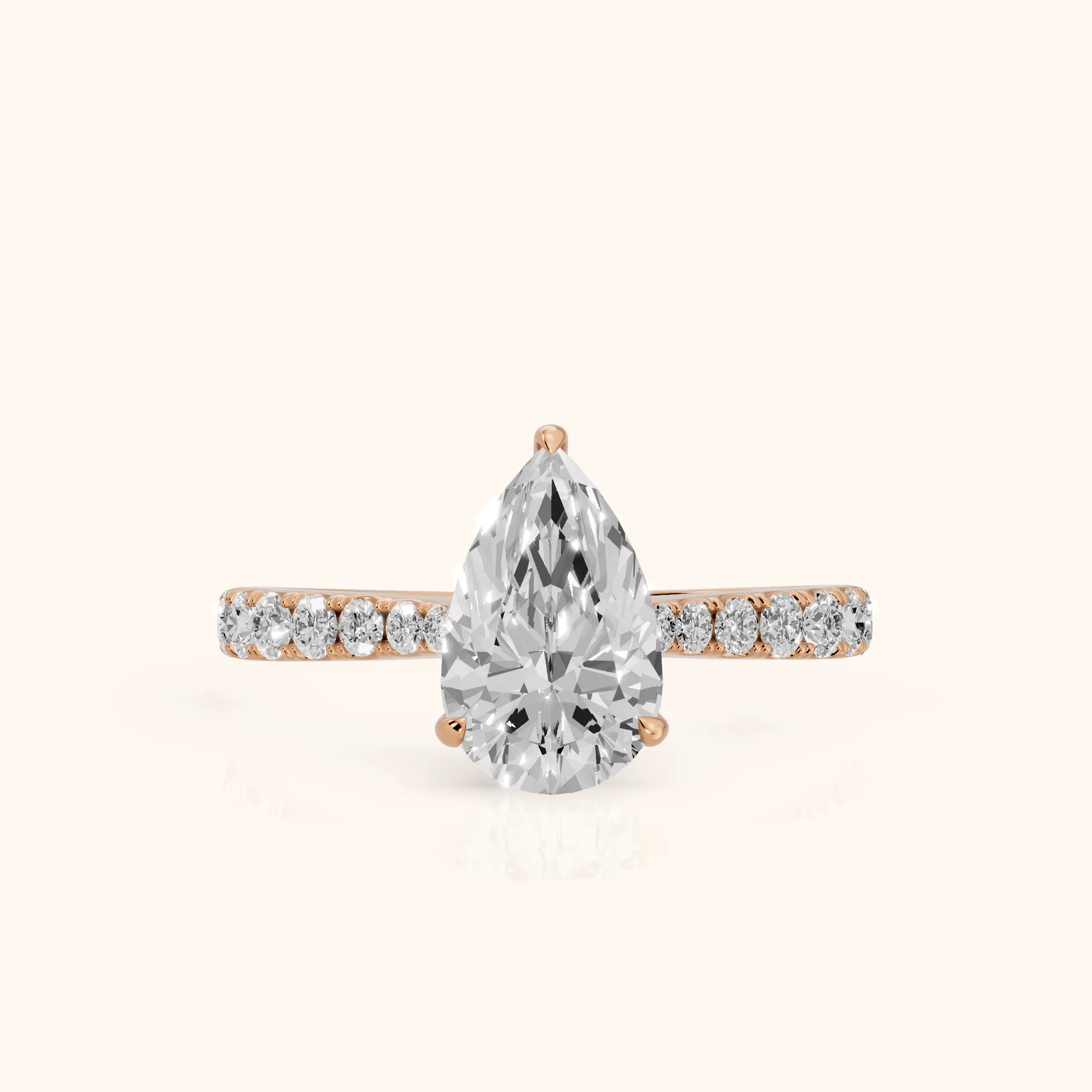 Gia Hidden Halo Pavé Pear Diamond Ring in Rose Gold — view 1