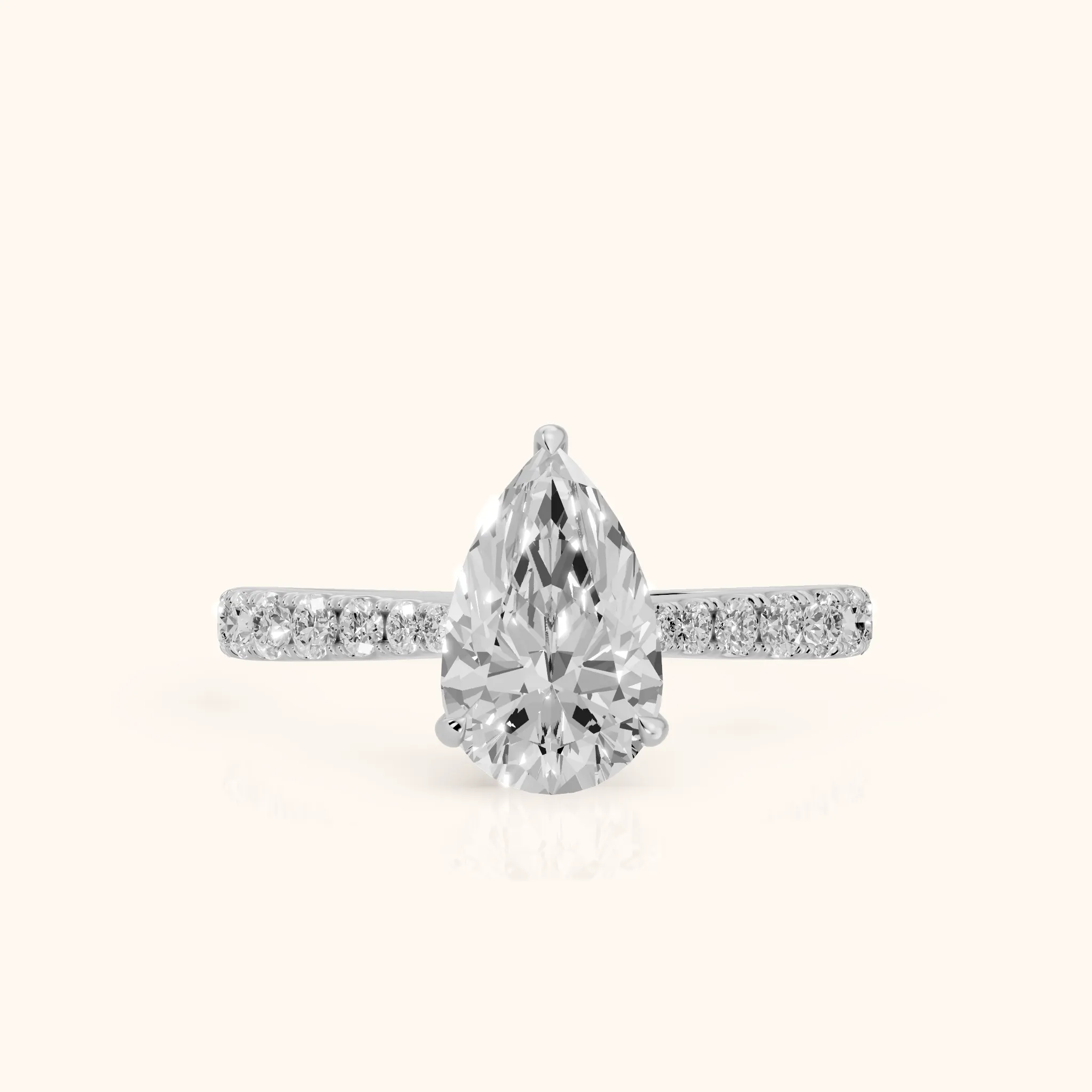 Gia Hidden Halo Pavé Pear Diamond Ring in Silver — view 1