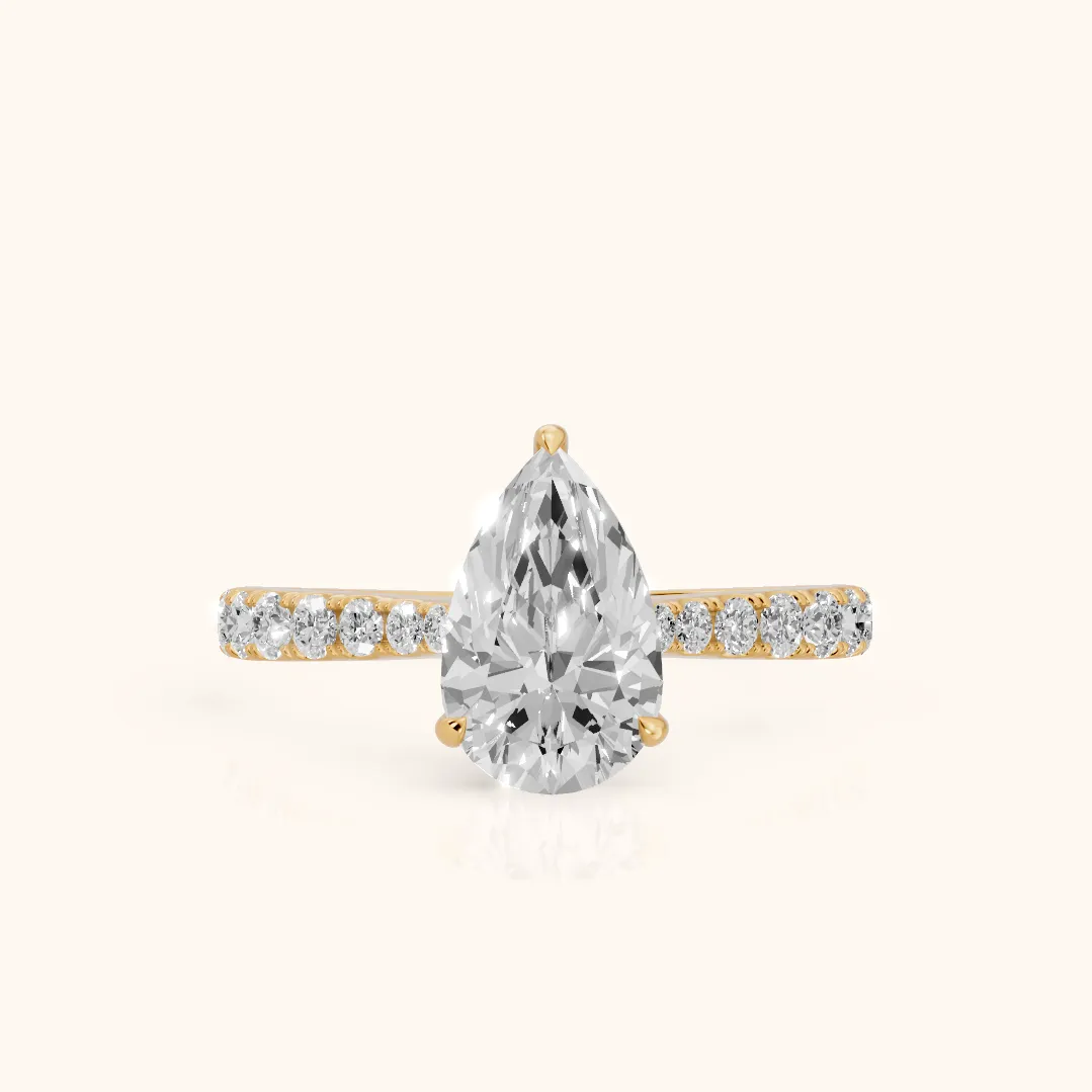 Gia Hidden Halo Pavé Pear Diamond Ring in Yellow Gold — view 2